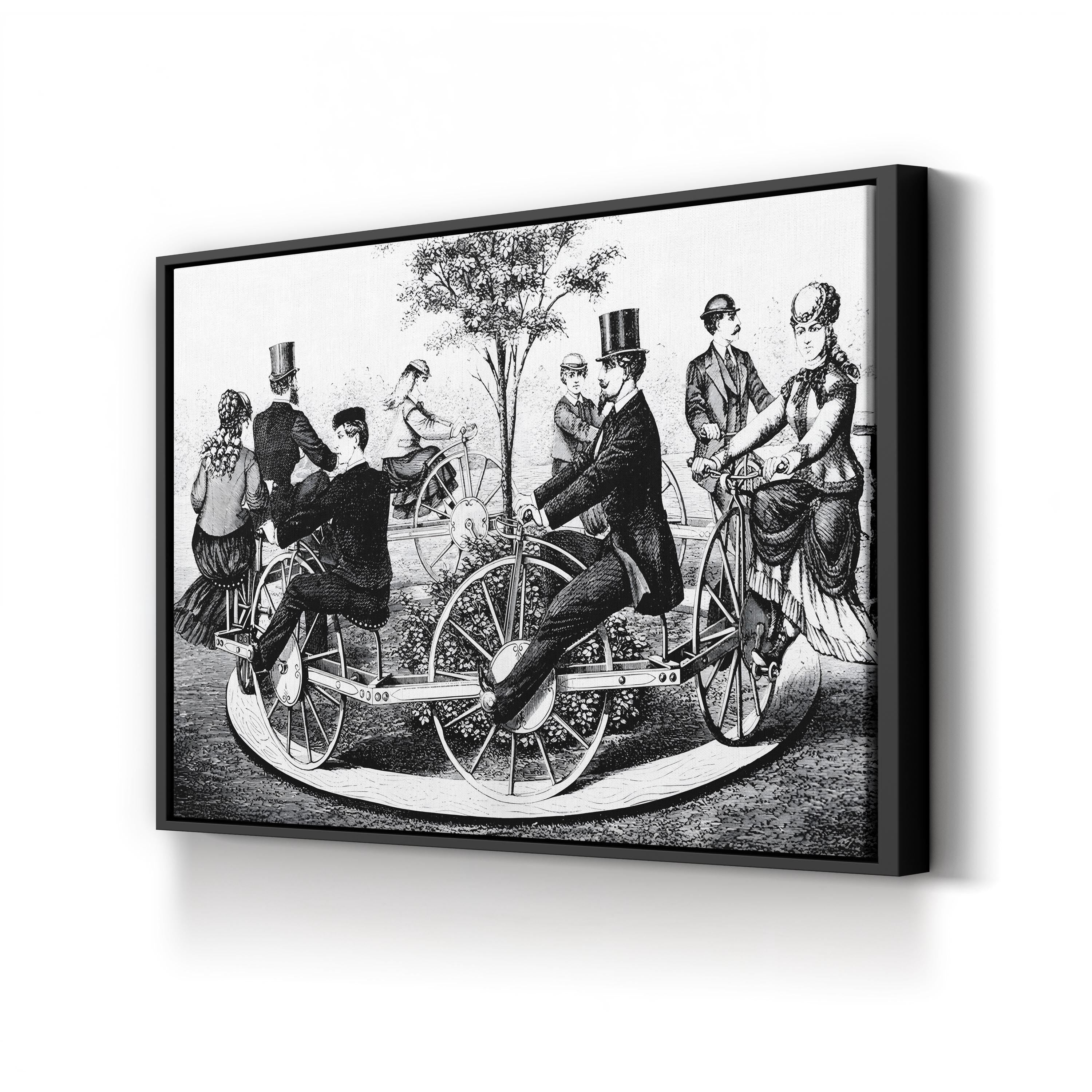 1869 Velocipede Bicycle canvas print in Black frame