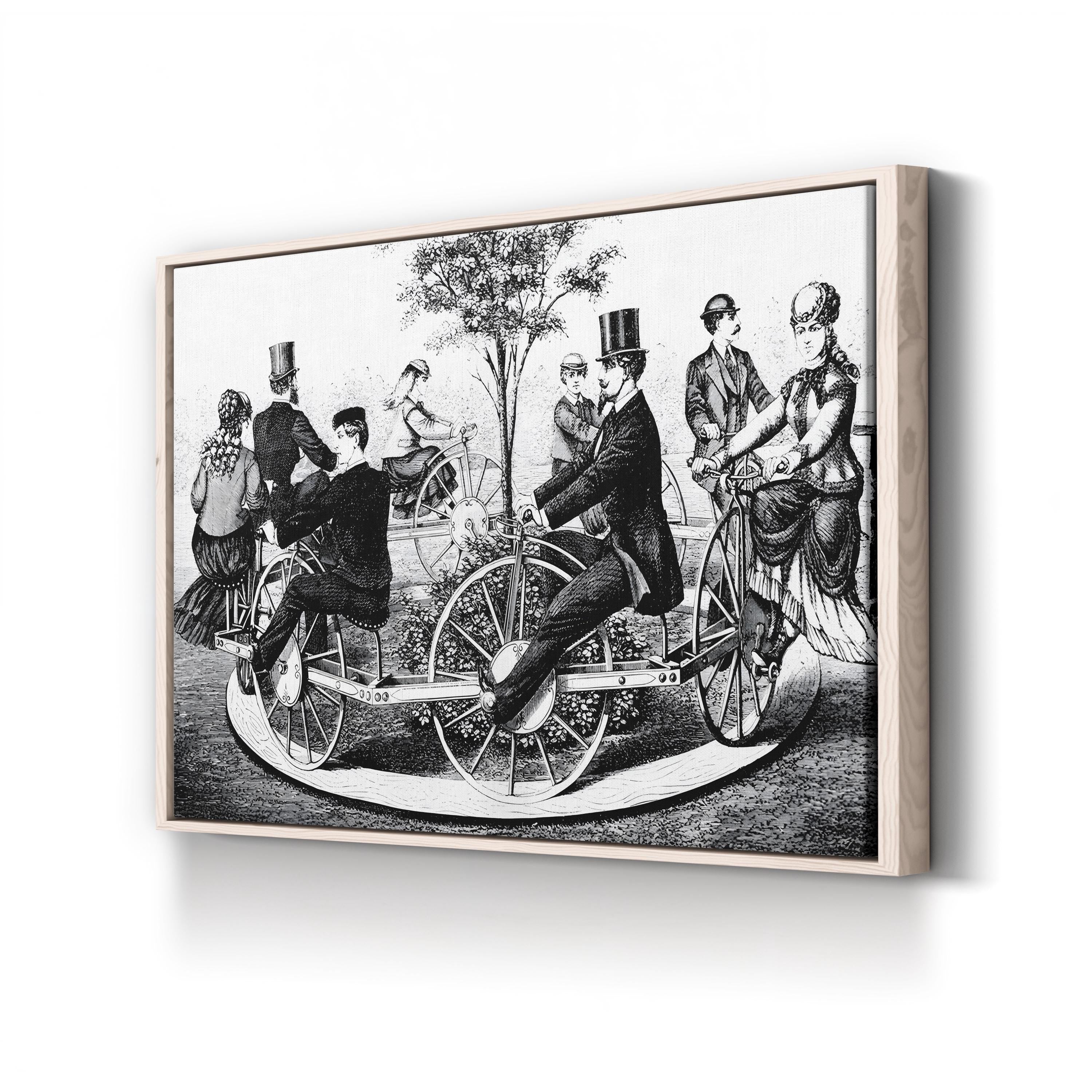 1869 Velocipede Bicycle canvas print in Natural frame
