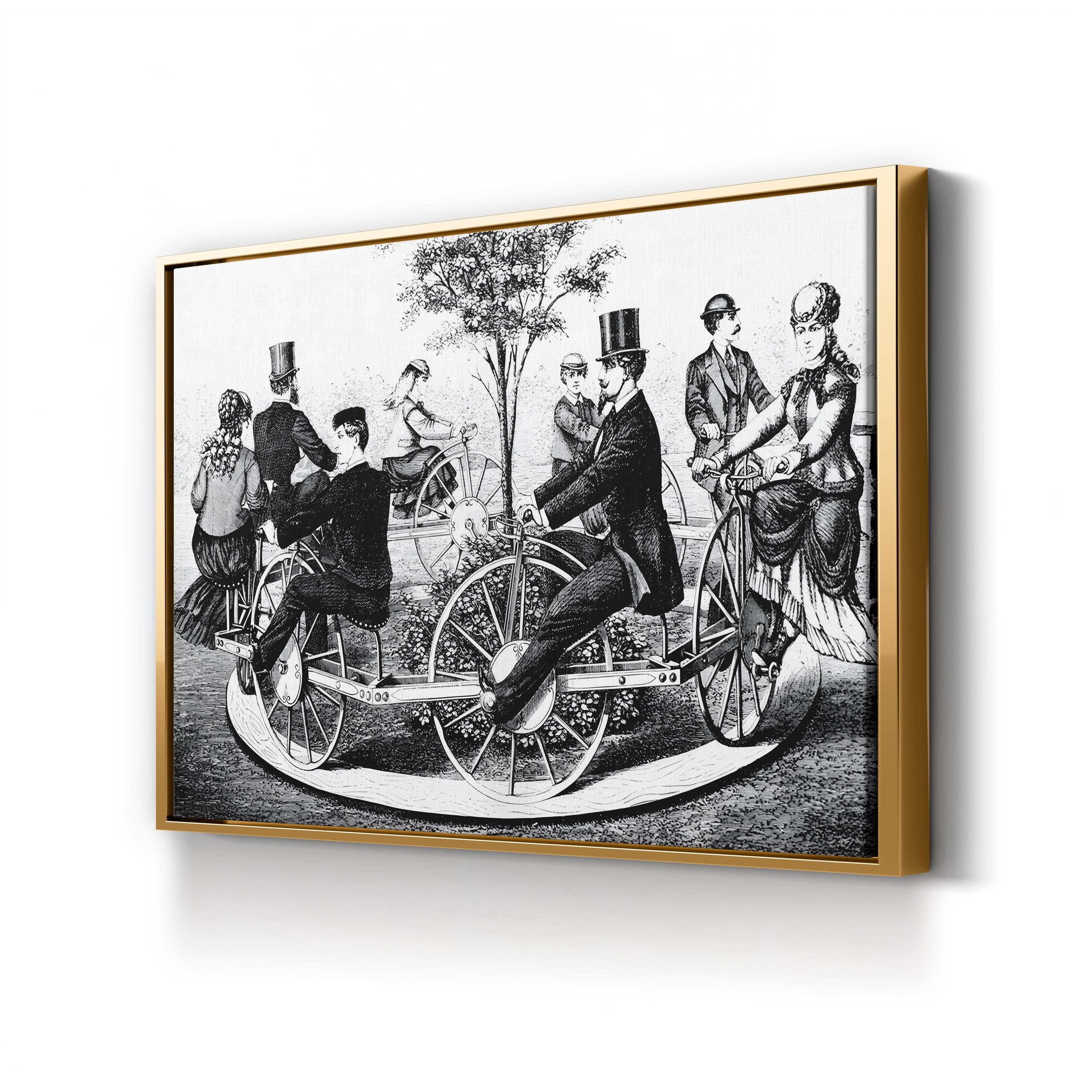 1869 Velocipede Bicycle canvas print in Gold frame
