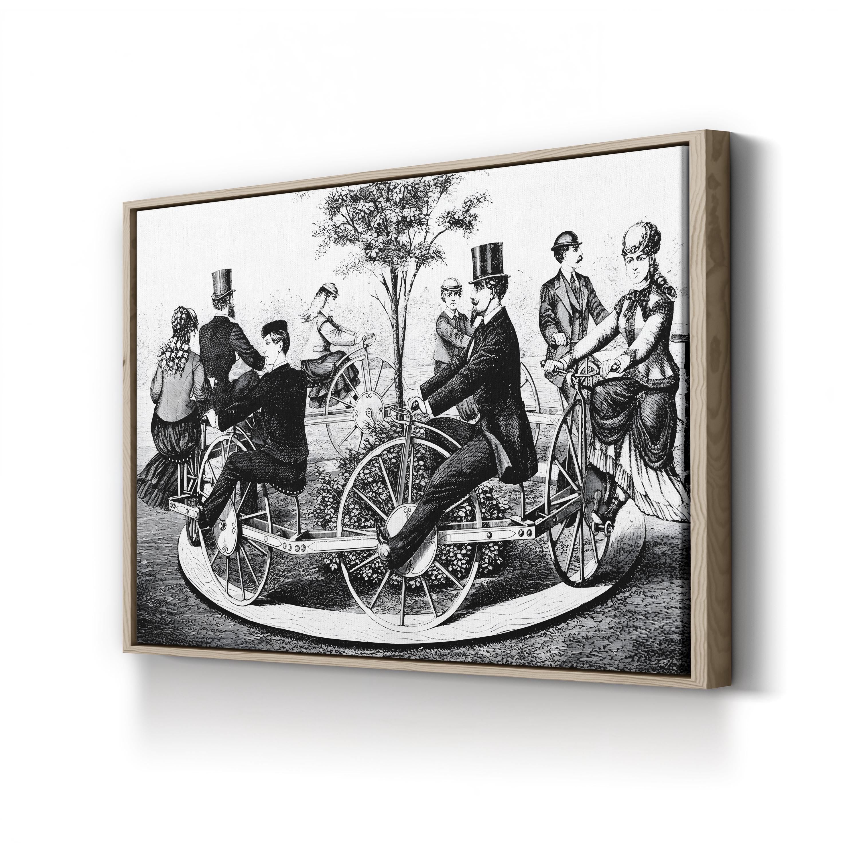 1869 Velocipede Bicycle canvas print in Oak frame