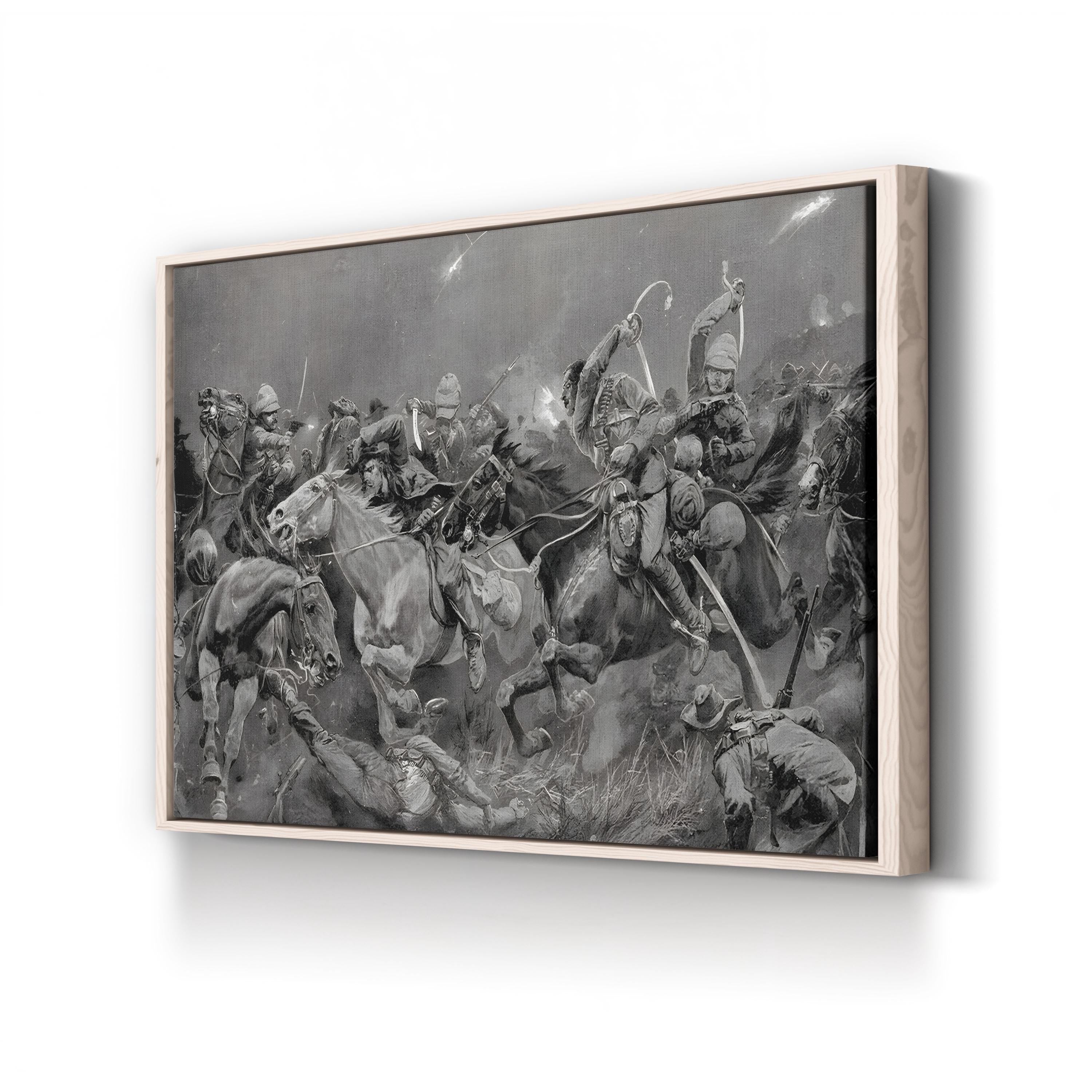 Royal Hussars Battle Charge, 1900 – Period Illustration Wall Art | Vintage Military Canvas Print