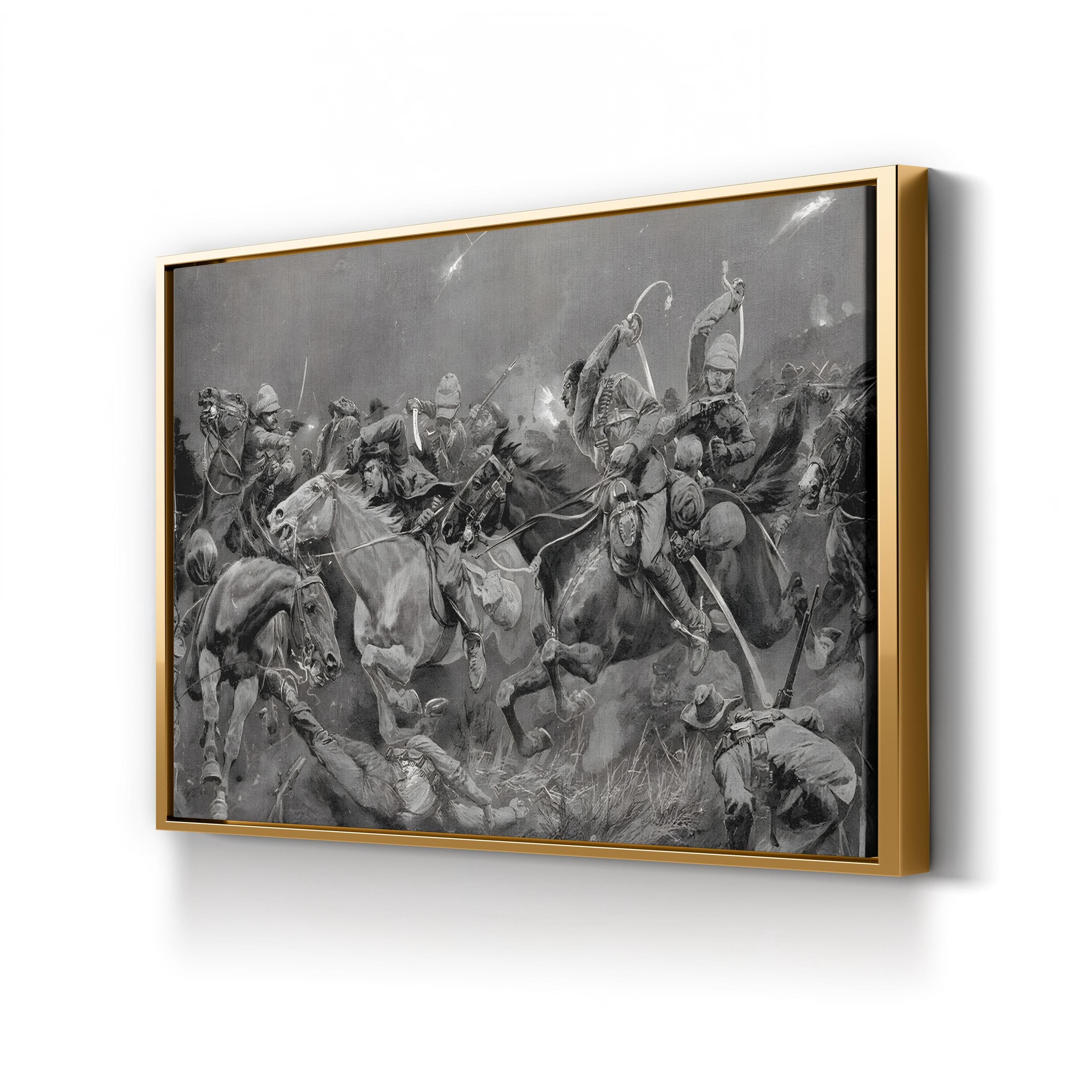 Royal Hussars Battle Charge, 1900 – Period Illustration Wall Art | Vintage Military Canvas Print