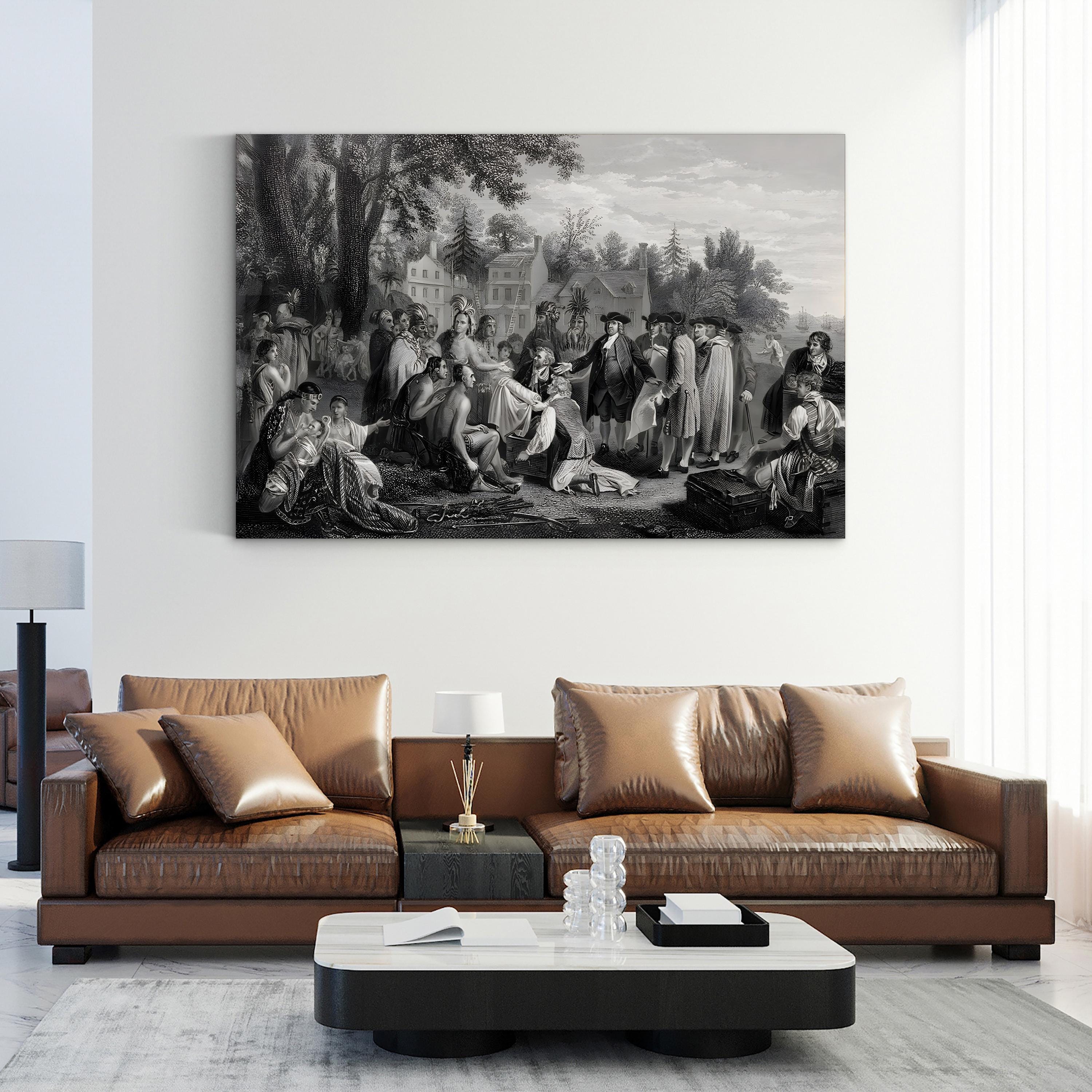 William Penn’s Treaty of 1682 – Period Illustration Wall Art | Colonial History Canvas Print