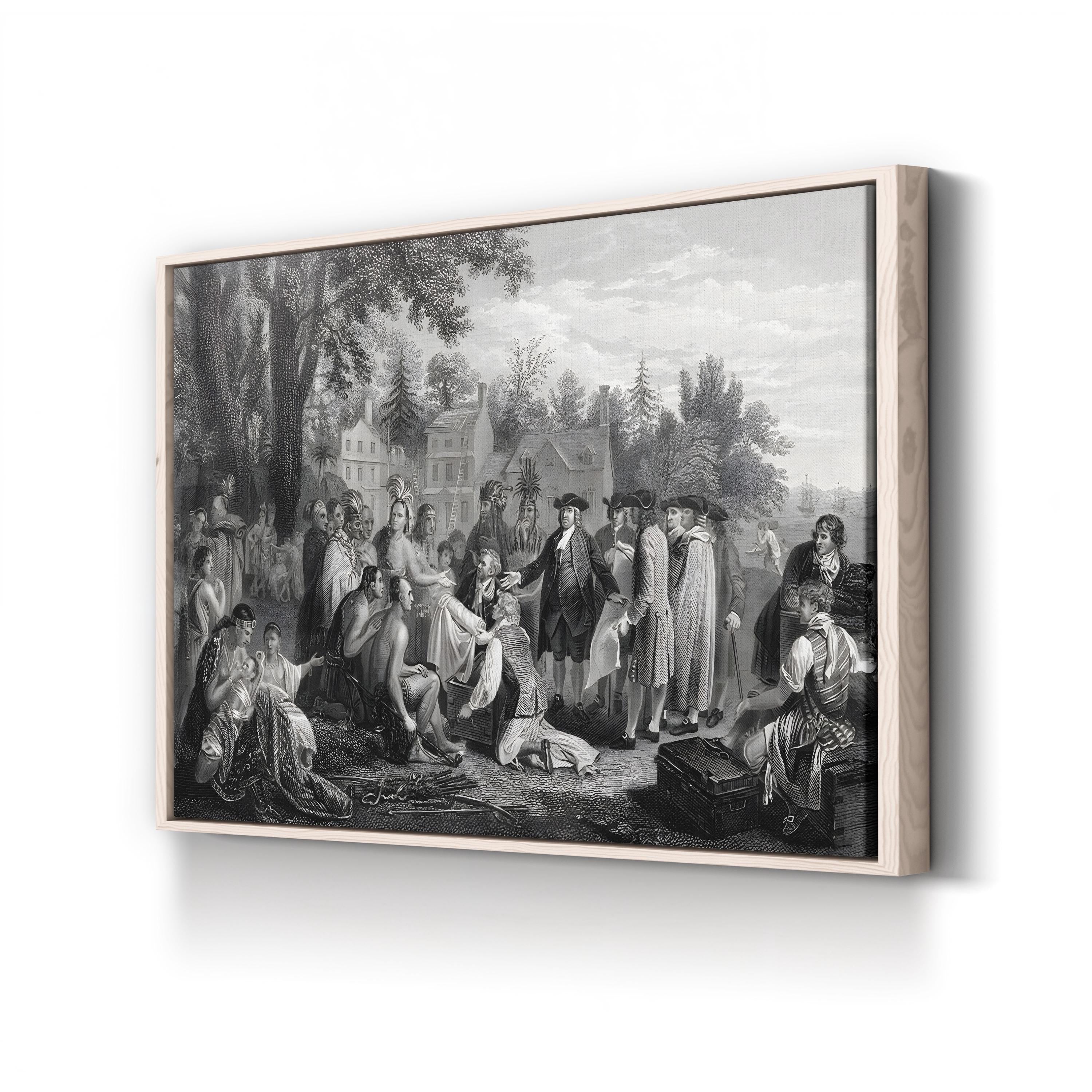 William Penn’s Treaty of 1682 – Period Illustration Wall Art | Colonial History Canvas Print