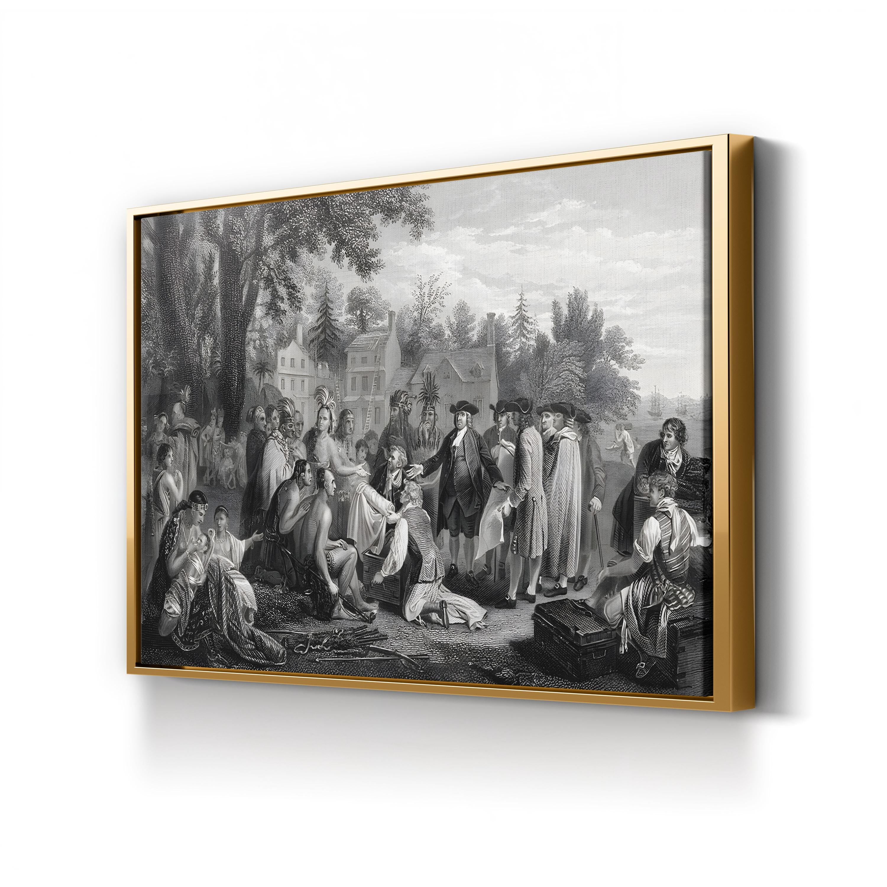William Penn’s Treaty of 1682 – Period Illustration Wall Art | Colonial History Canvas Print