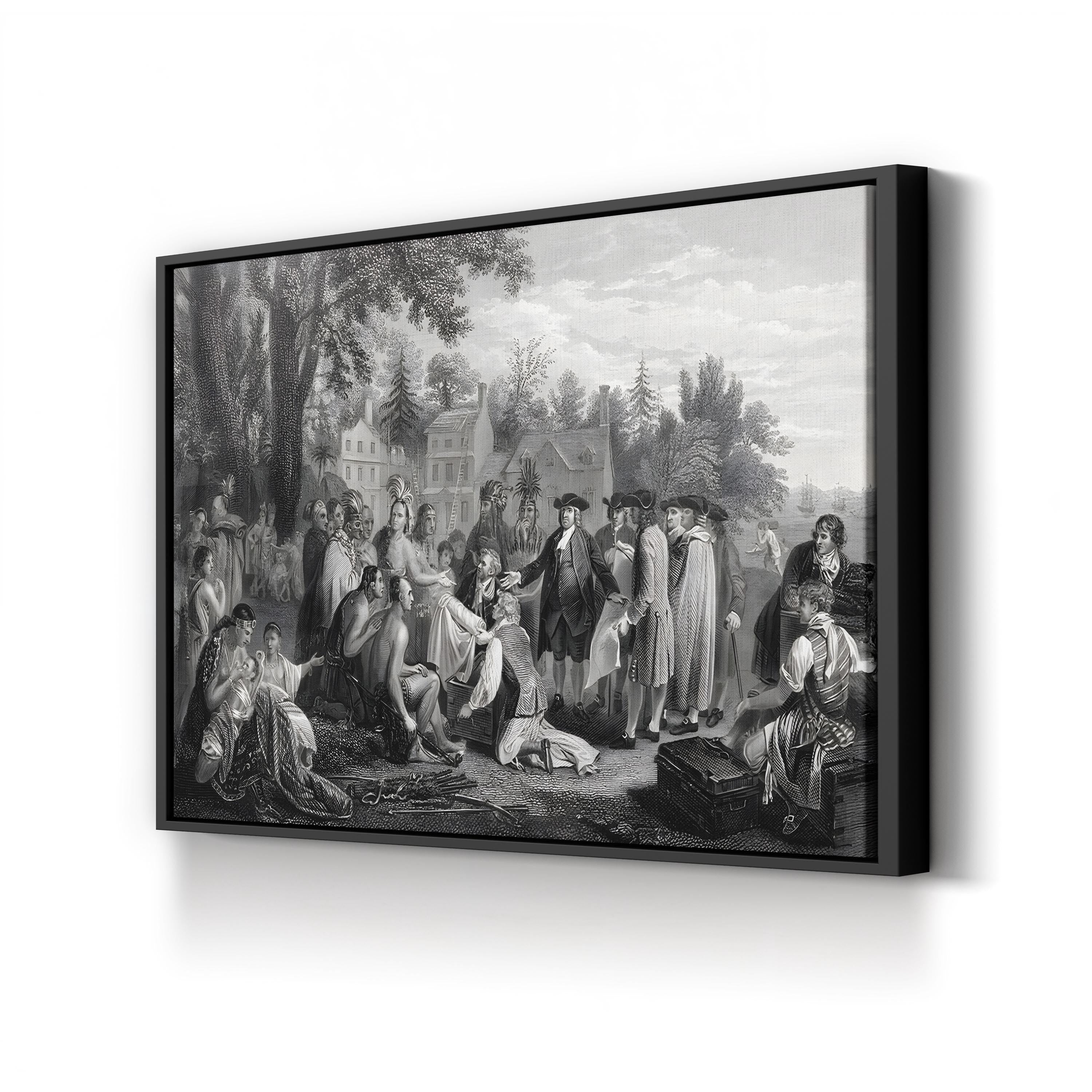 William Penn’s Treaty of 1682 – Period Illustration Wall Art | Colonial History Canvas Print