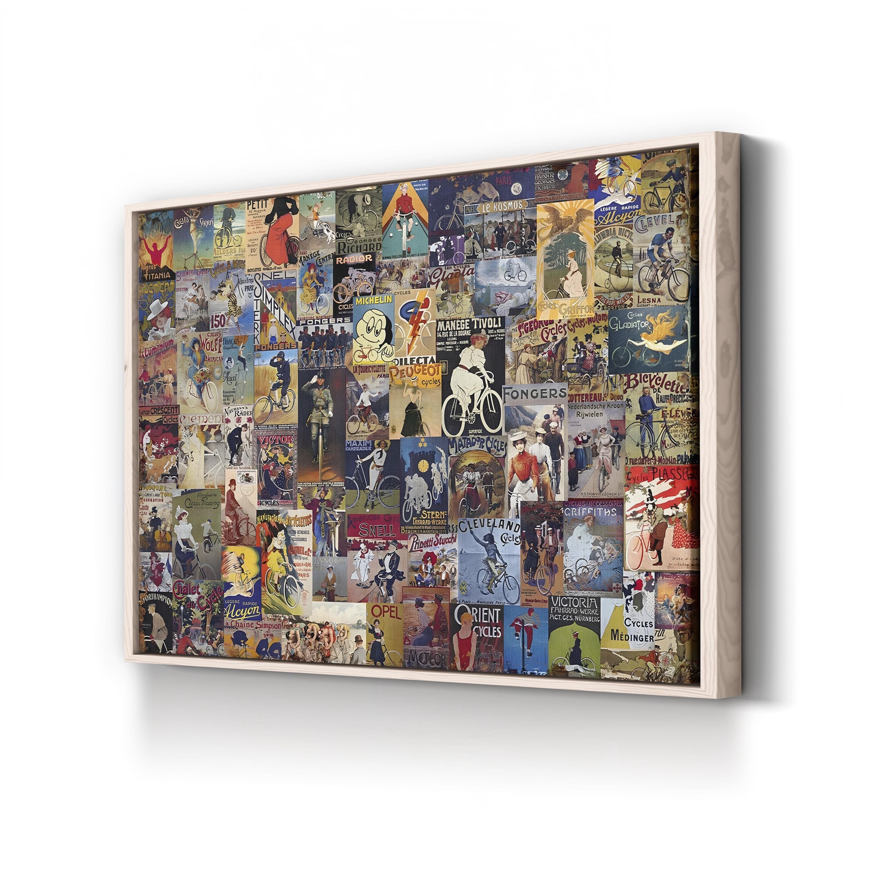 Vintage Bicycle Tour Canvas Print: 20th-Century Cycling Poster Collage