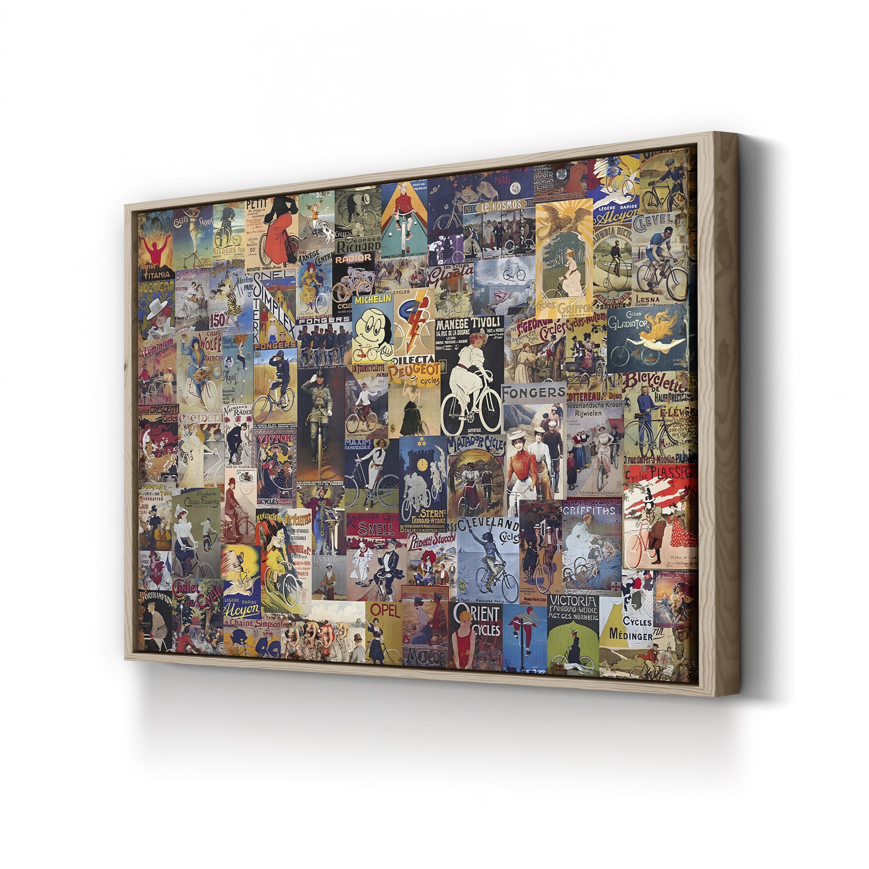 Vintage Bicycle Tour Canvas Print: 20th-Century Cycling Poster Collage