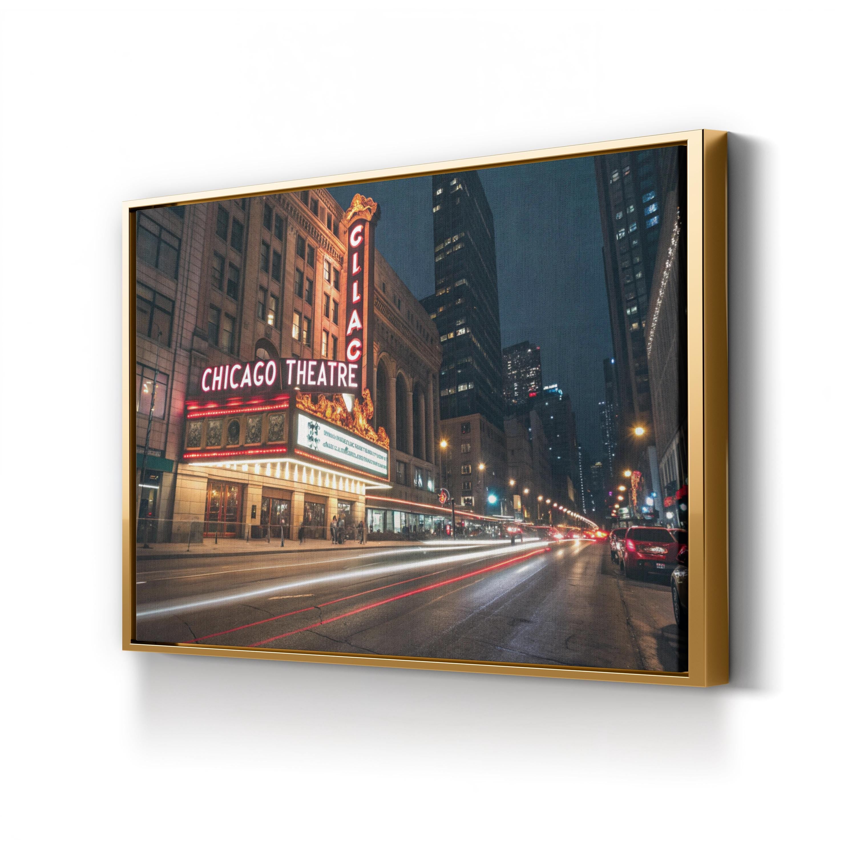 Chicago Theatre Illuminated Canvas Wall Art