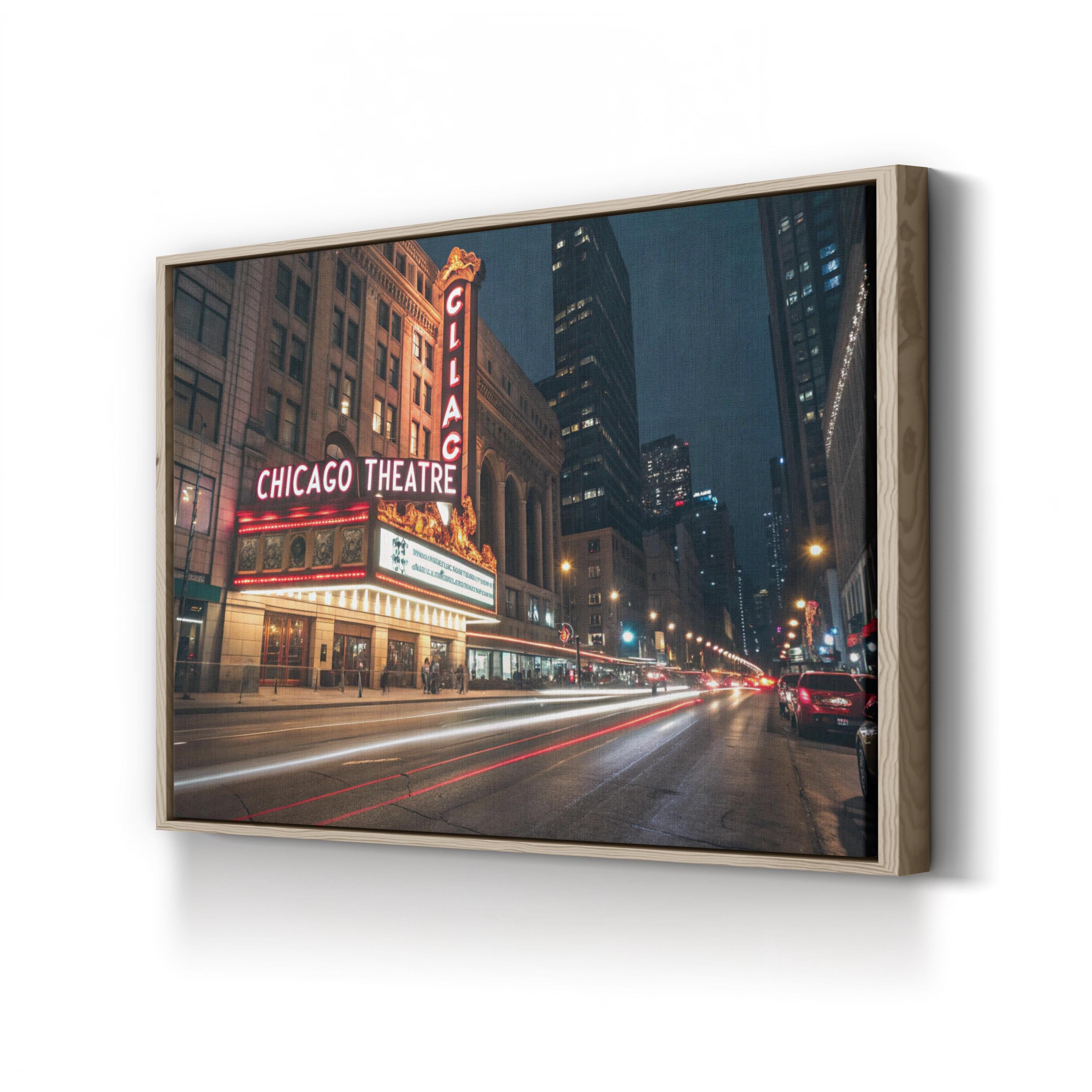 Chicago Theatre Illuminated Canvas Wall Art