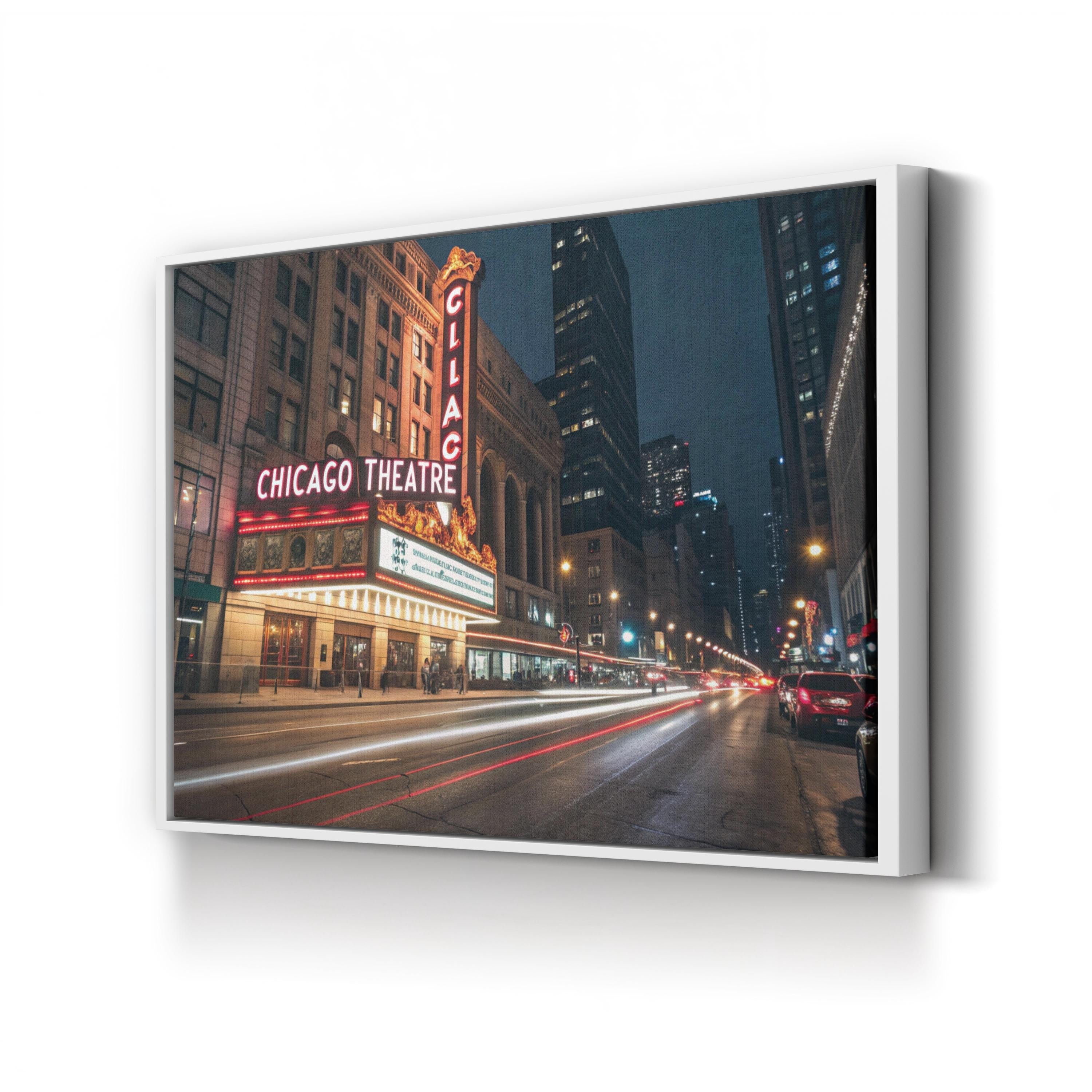 Chicago Theatre Illuminated Canvas Wall Art