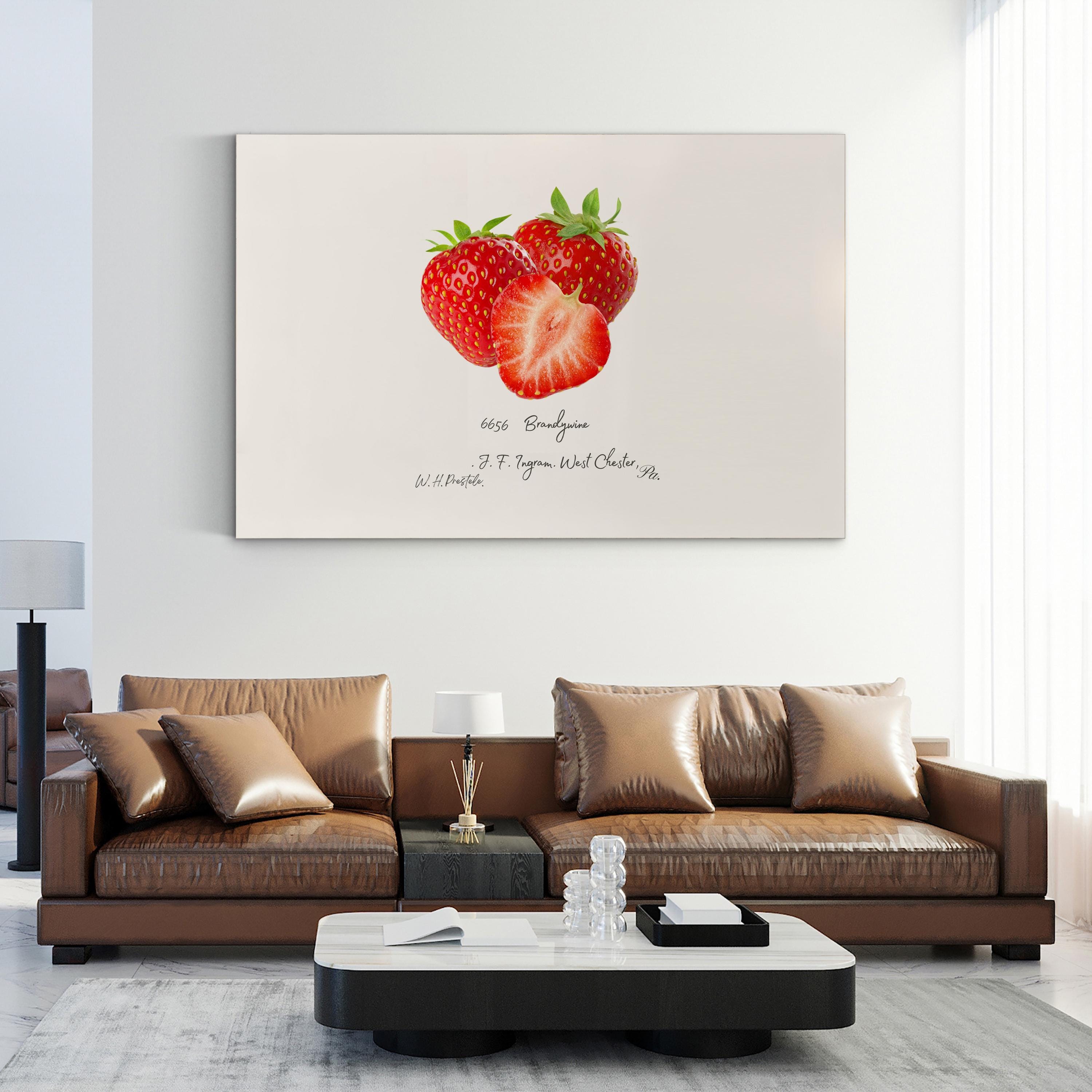 Strawberry Kitchen Wall Art – Vintage Botanical Fruit Illustration Canvas Print