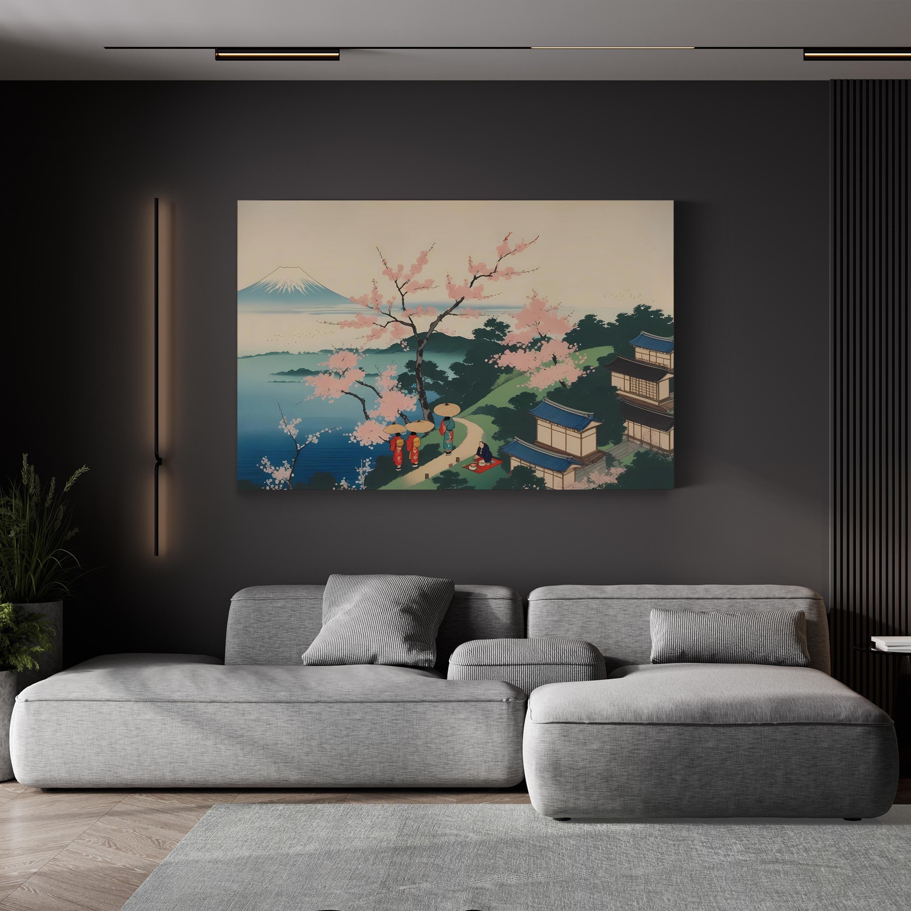 Cherry Blossom Landscape with Mount Fuji Wall Art by Katsushika Hokusai