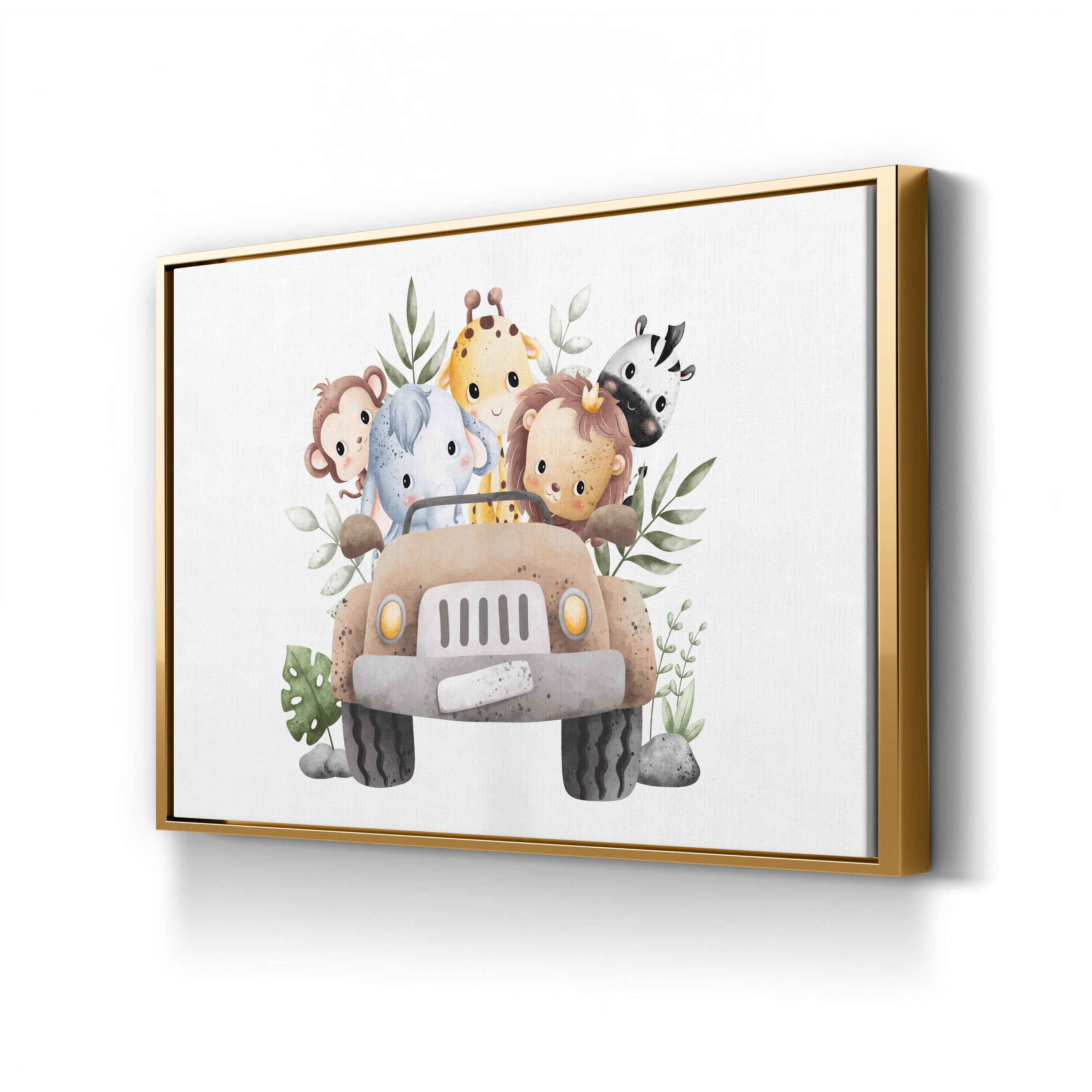 Nursery Jungle Animal Wall Art | Storybook Jungle Animals Baby Room Canvas Decor