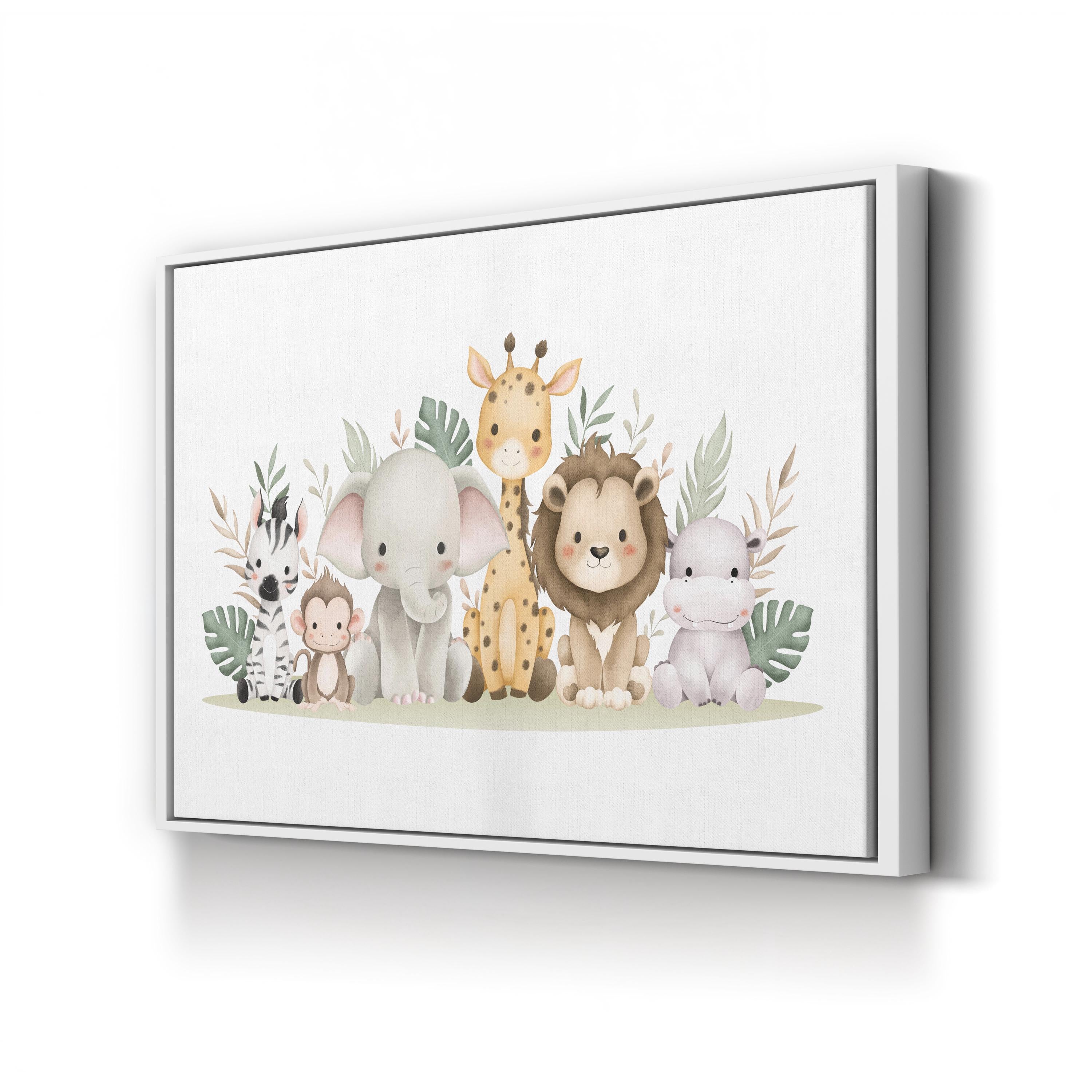 Safari Animal Nursery Canvas Print | Watercolor Jungle Illustration Wall Art