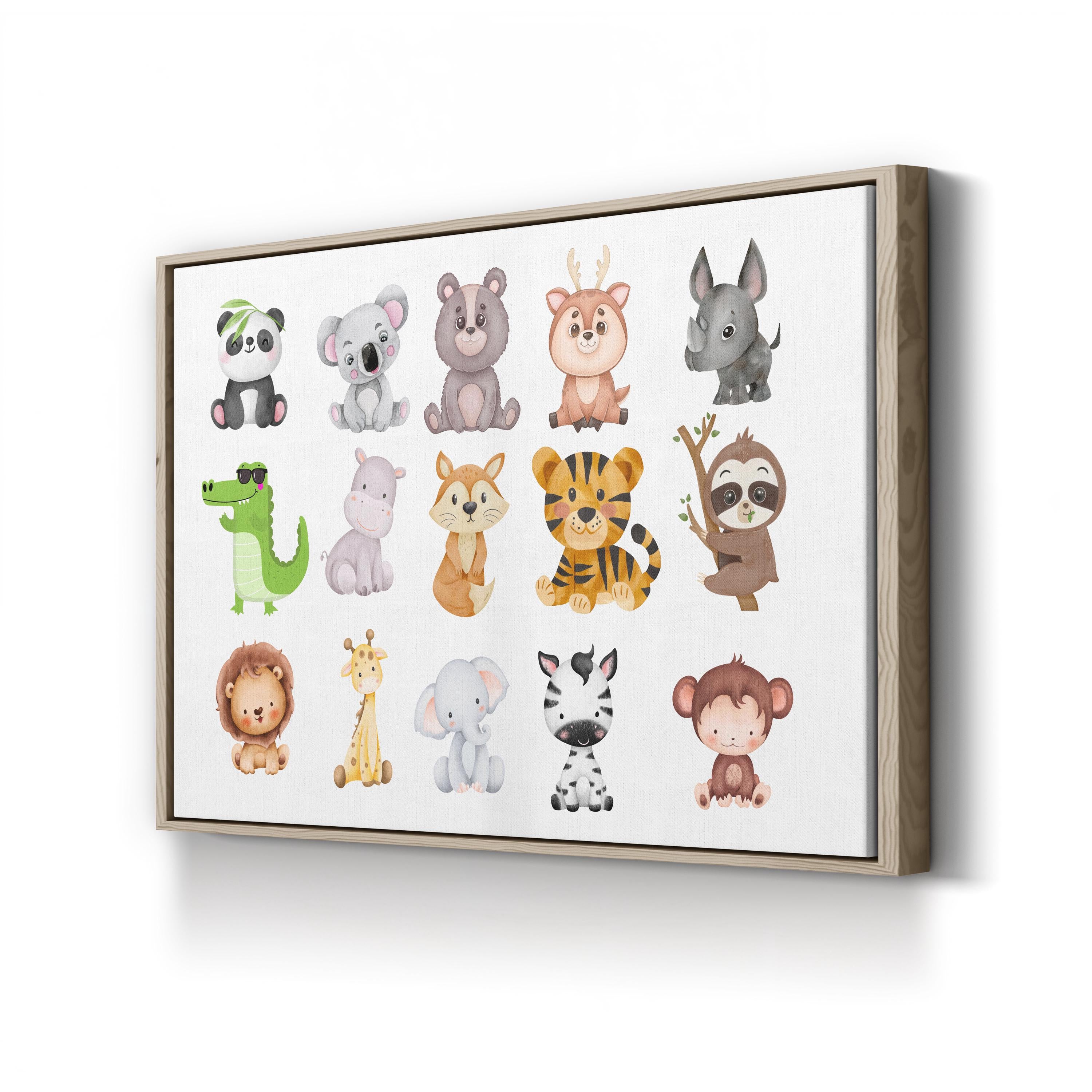 Safari Animal Canvas Wall Art | Jungle Nursery Illustration