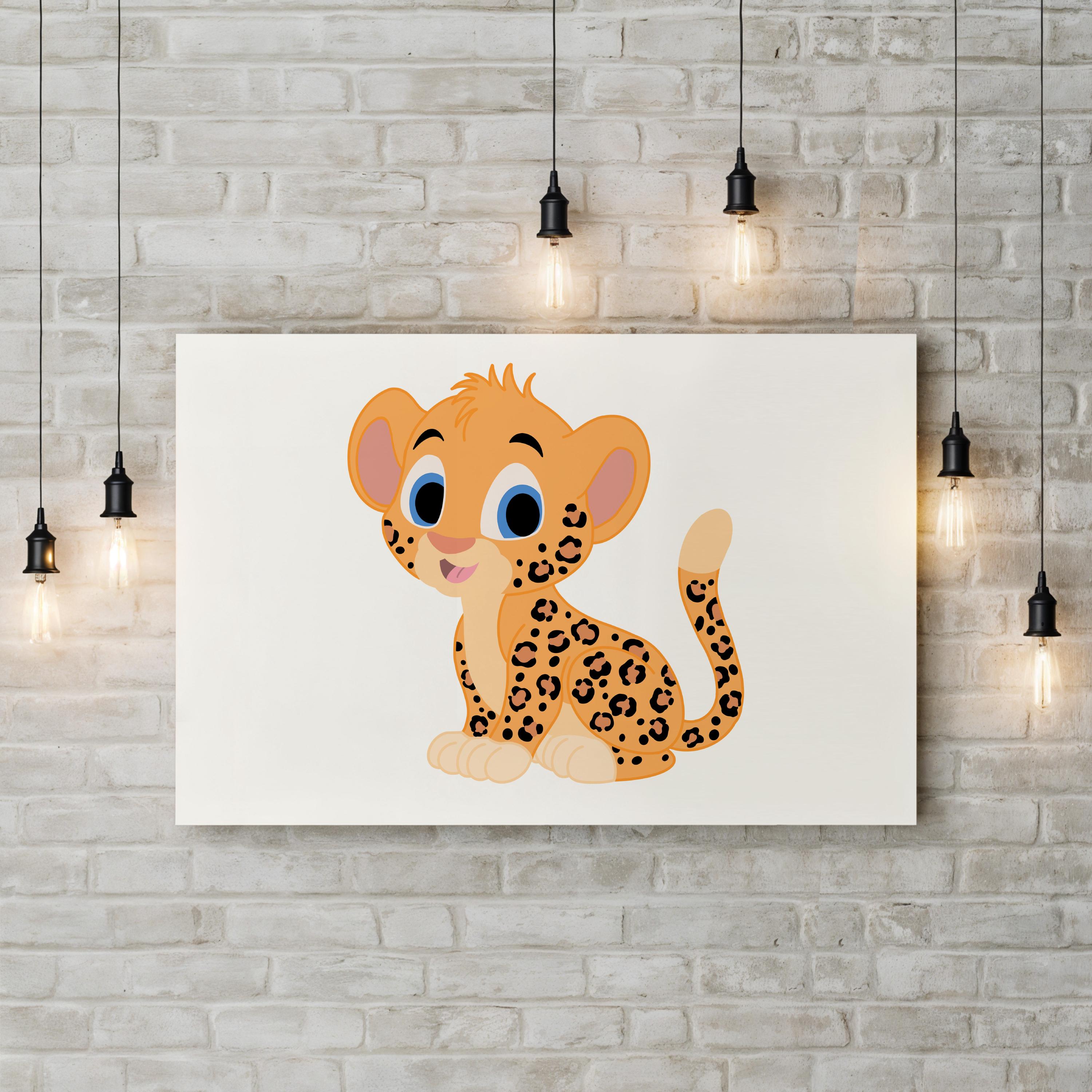 Safari Leopard Nursery Jungle Animal Wall Art | Baby & Kids Room Illustration