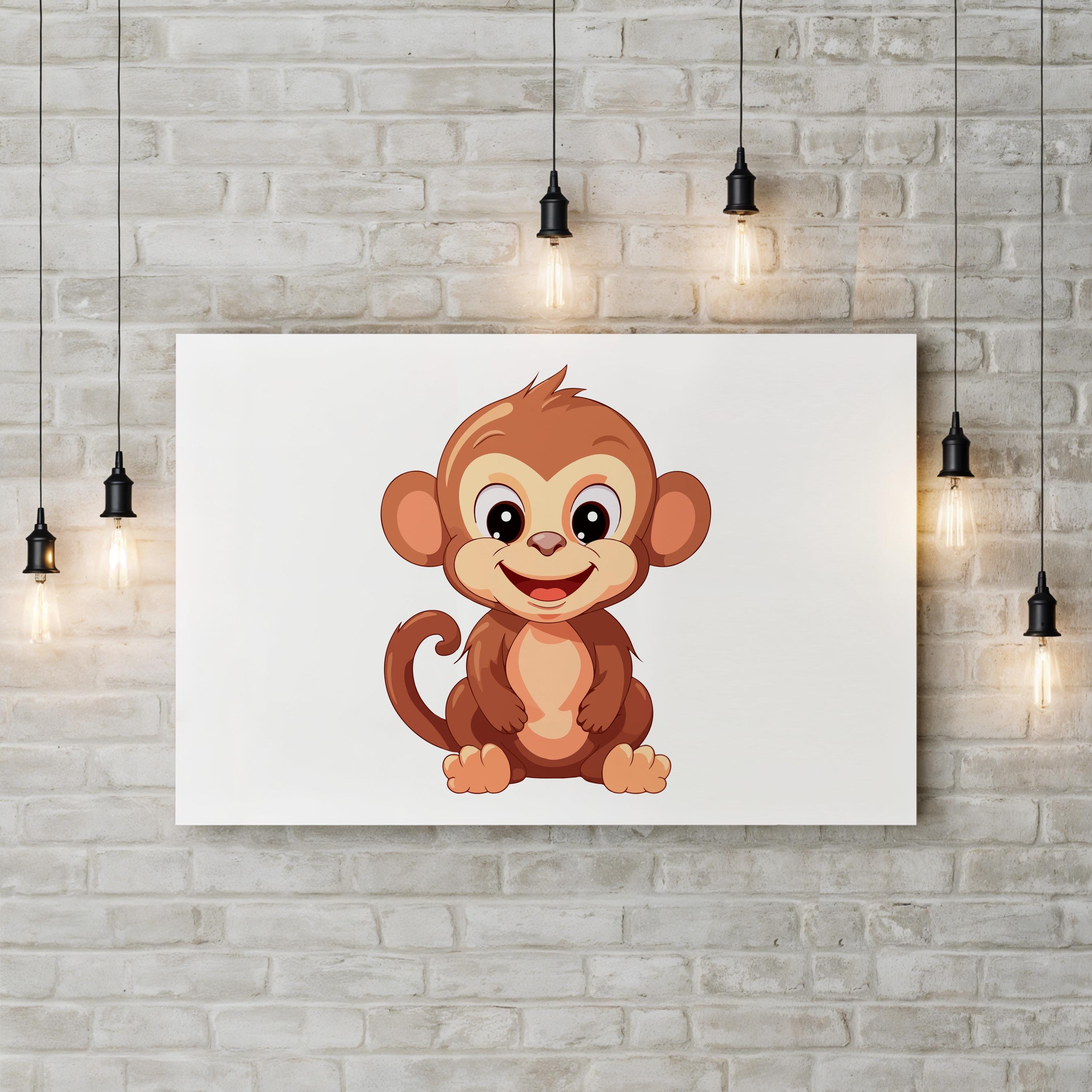 Jungle Animal Cute Monkey Illustration Pop Art Canvas