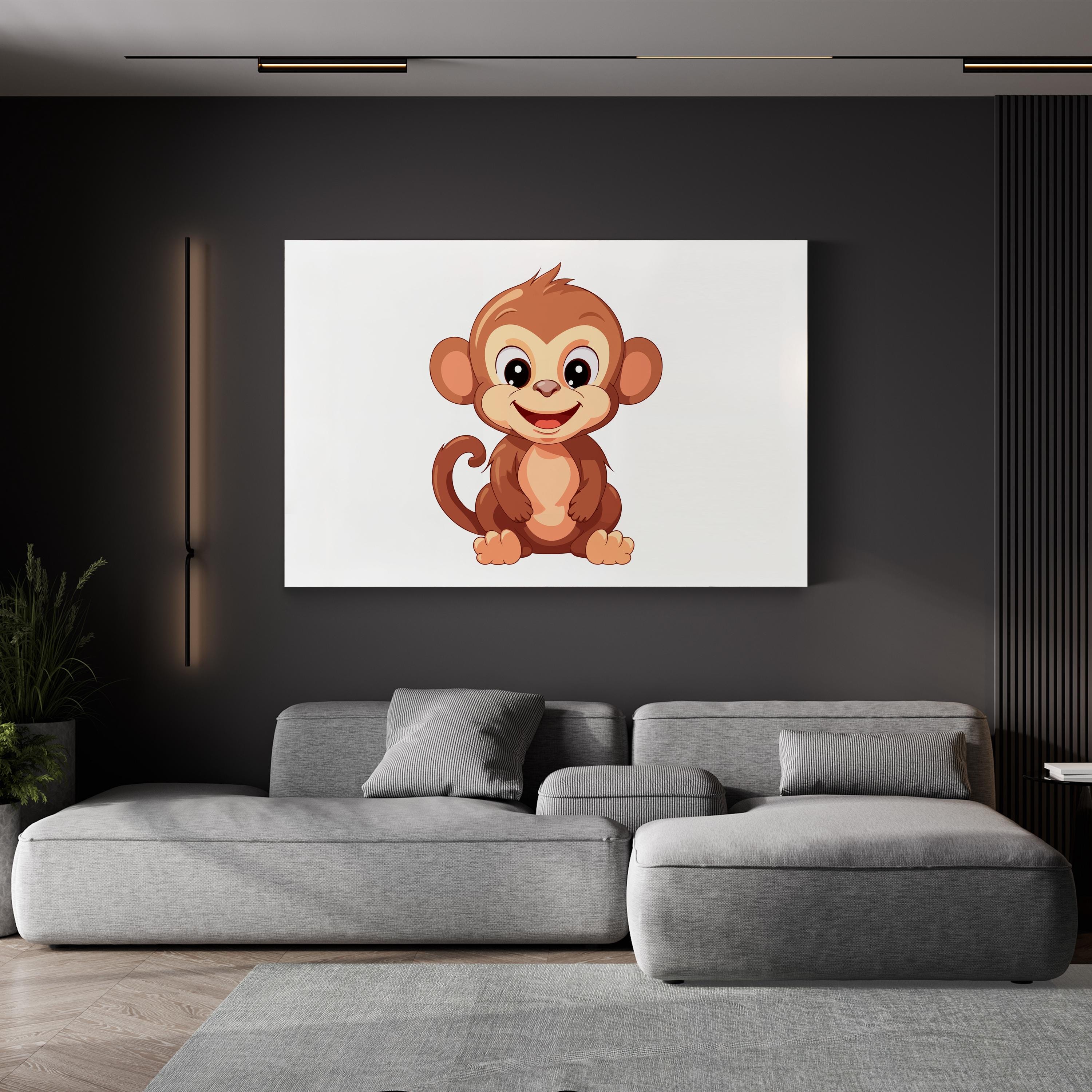 Jungle Animal Cute Monkey Illustration Pop Art Canvas