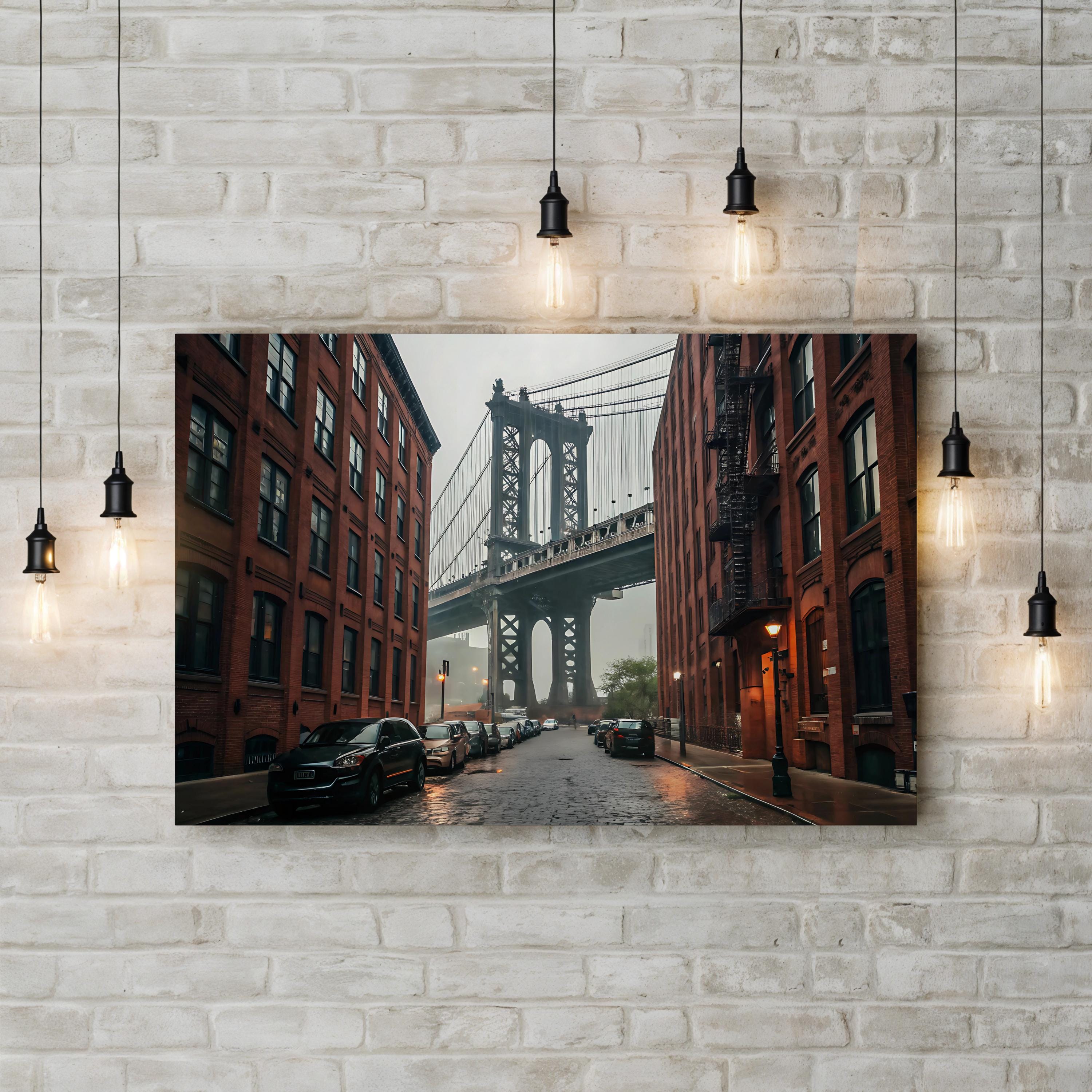 New York, Brooklyn, Dumbo, Manhattan Bridge and Empire State Building Wall Art by Michele Falzone