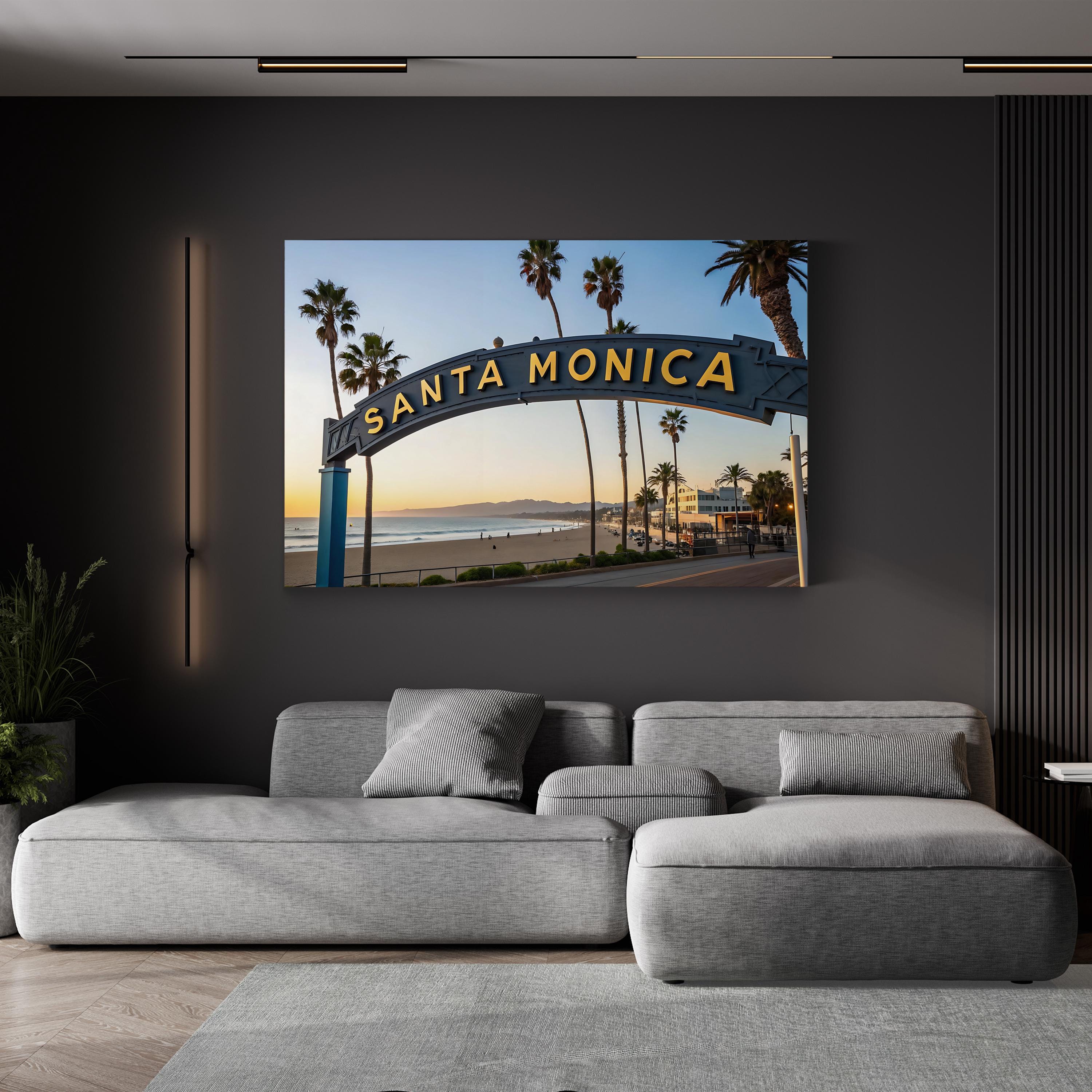 Santa Monica Pier Sign — California Coastal Wall Art Canvas Print
