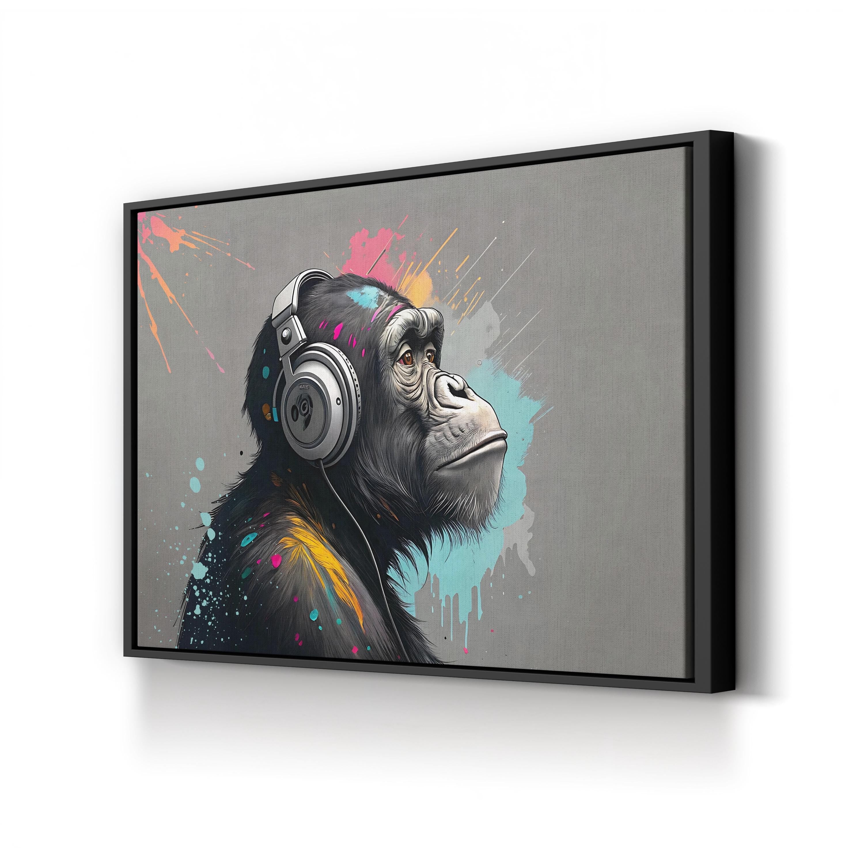 Gorilla with Headphones Wall Art
