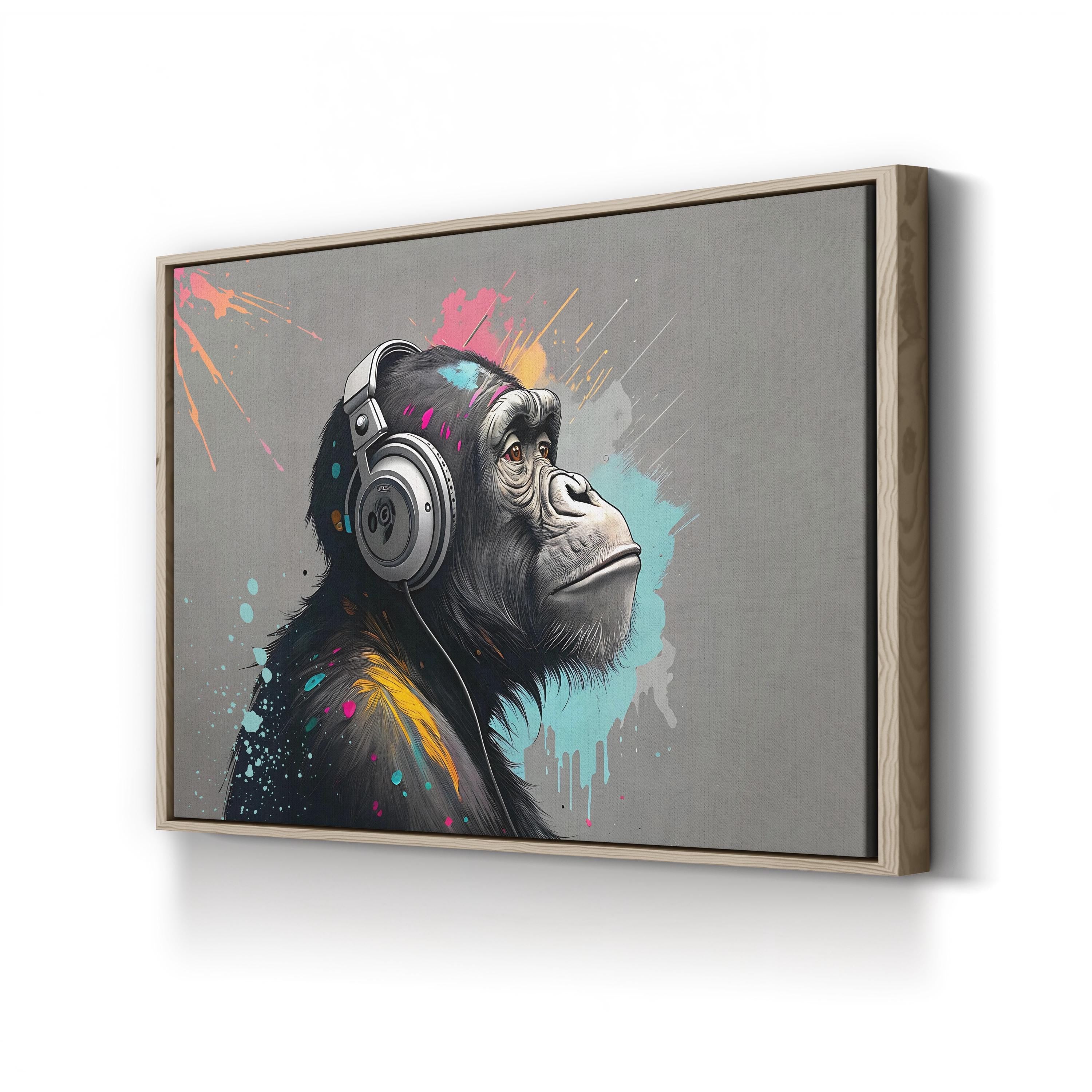 Gorilla with Headphones Wall Art