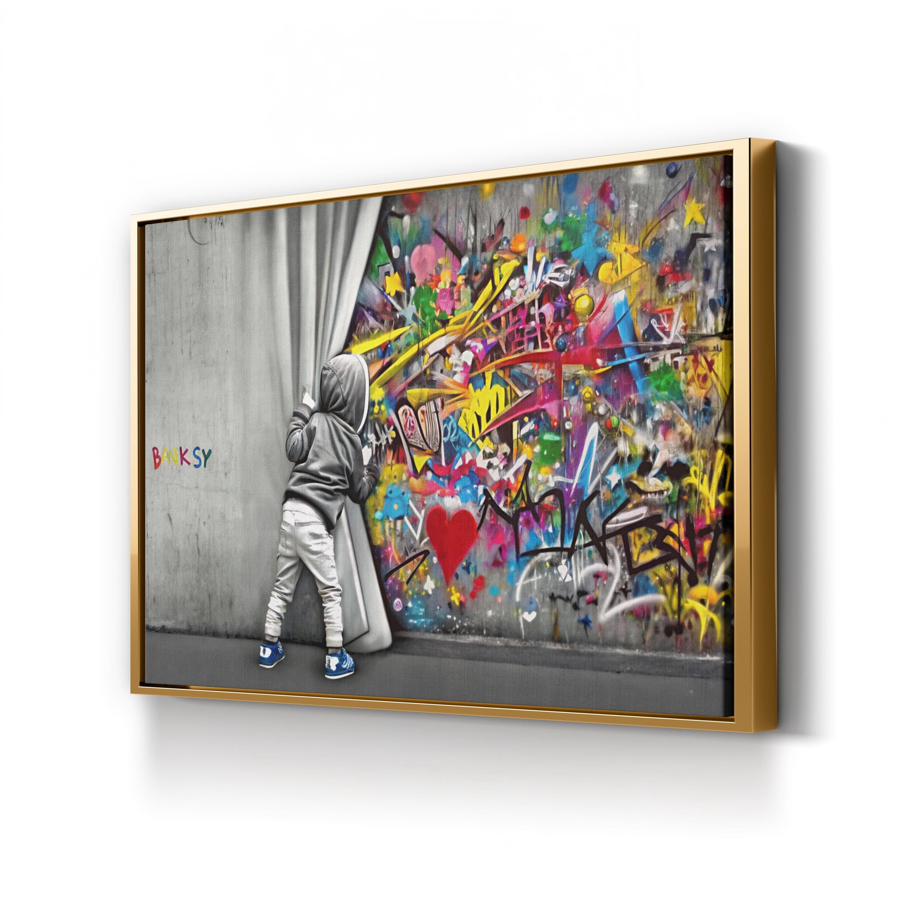 Modern Graffiti Canvas Art | Abstract Street Mural with Child, Contemporary Urban Wall Art