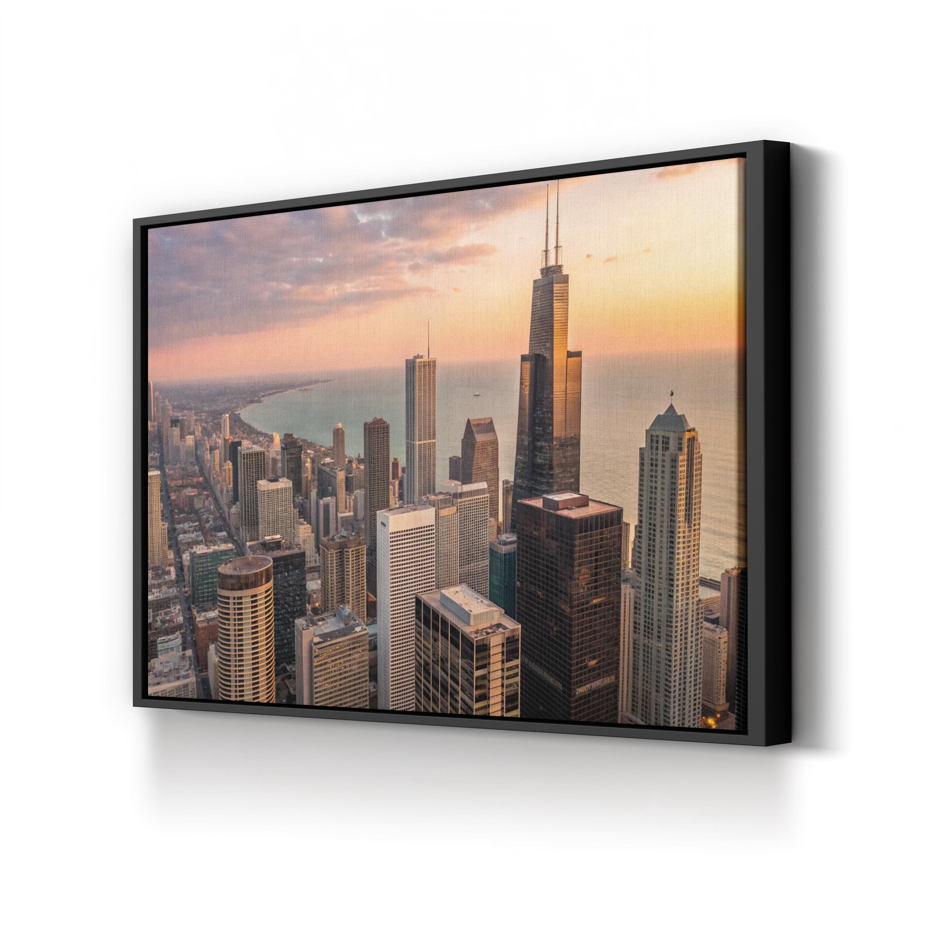 Chicago Skyline Aerial Cityscape Wall Art