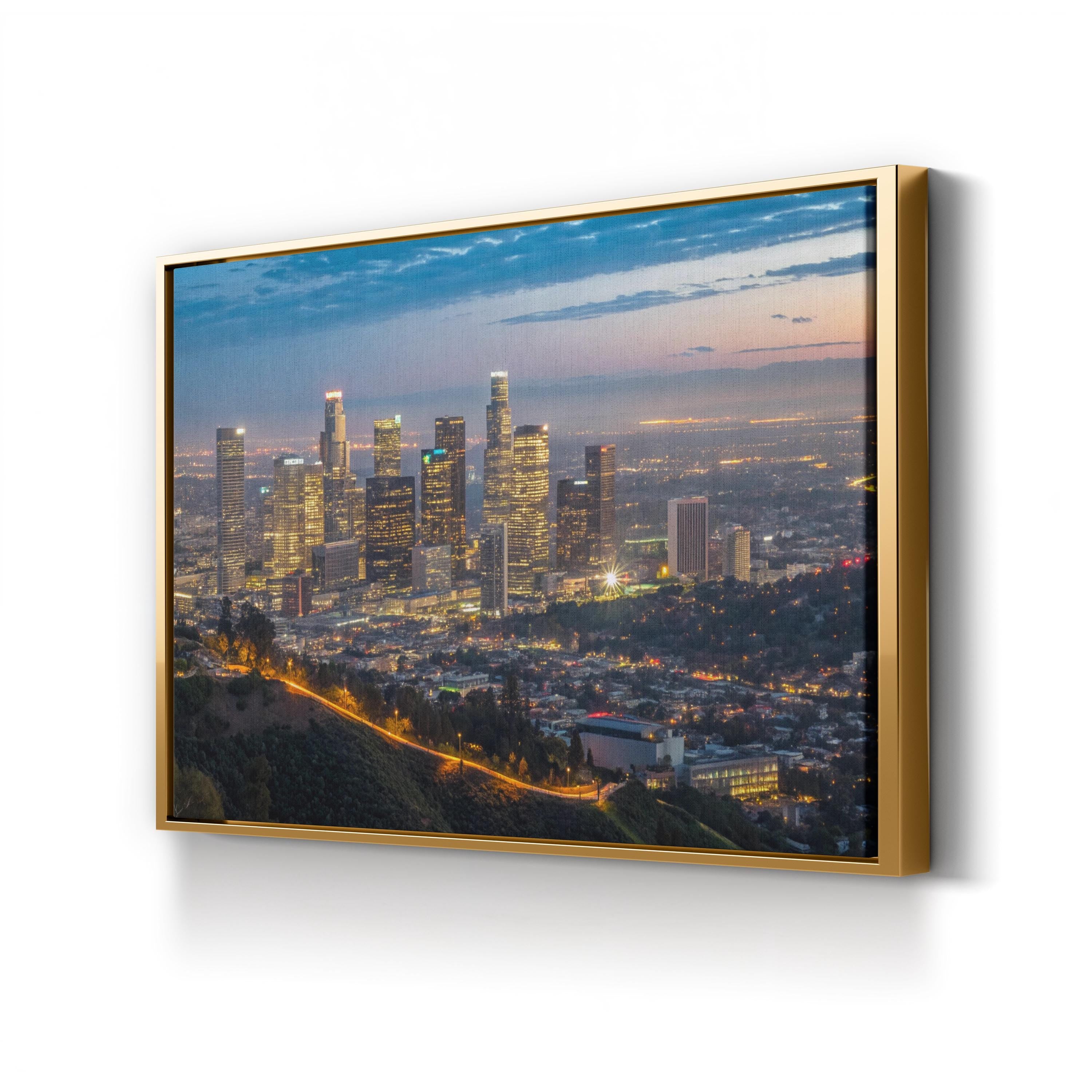 Los Angeles Cityscape Wall Art | Downtown Los Angeles Night Skyline Photography Canvas