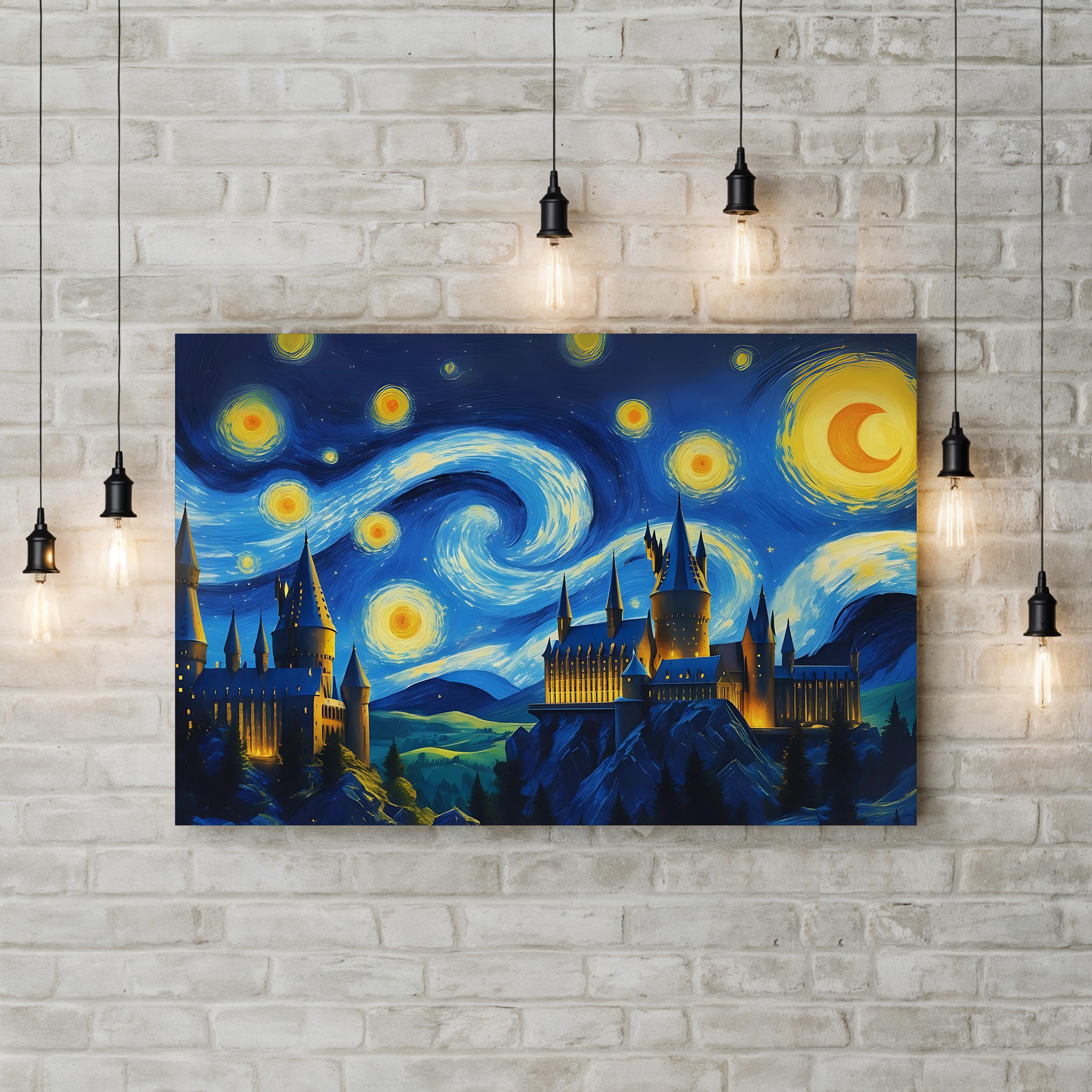 Van Gogh Castle Canvas Print: Starry Night Style Home Decor