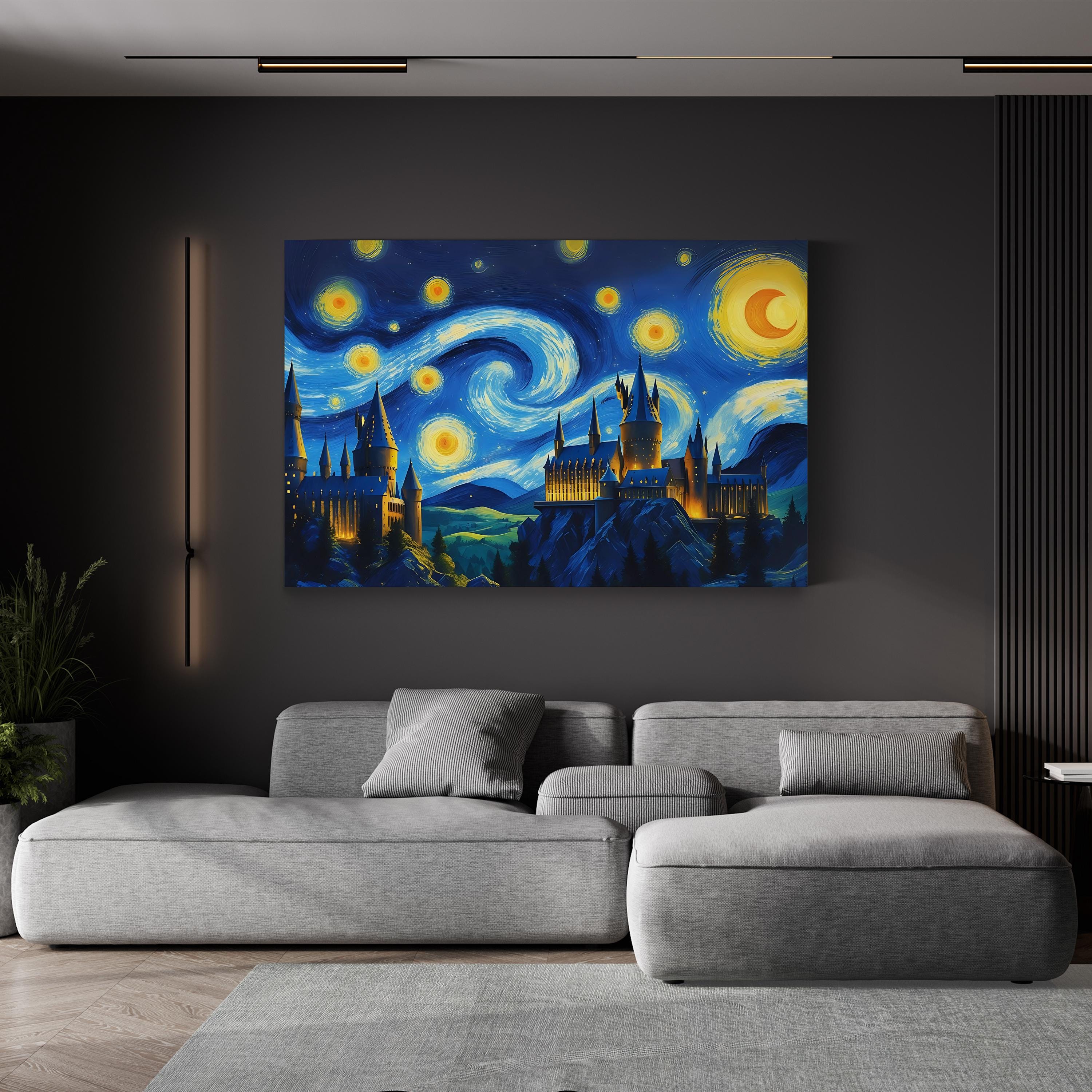 Van Gogh Castle Canvas Print: Starry Night Style Home Decor