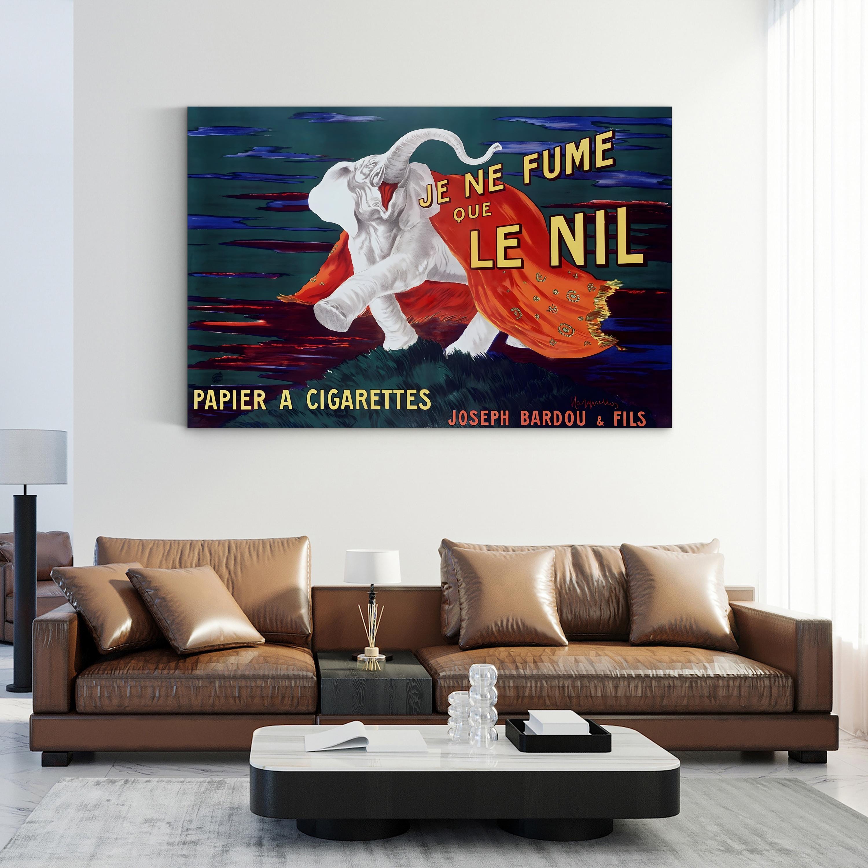 Vintage Circus Elephant “Je Ne Fume Le Nil” Advertising Poster Canvas Print
