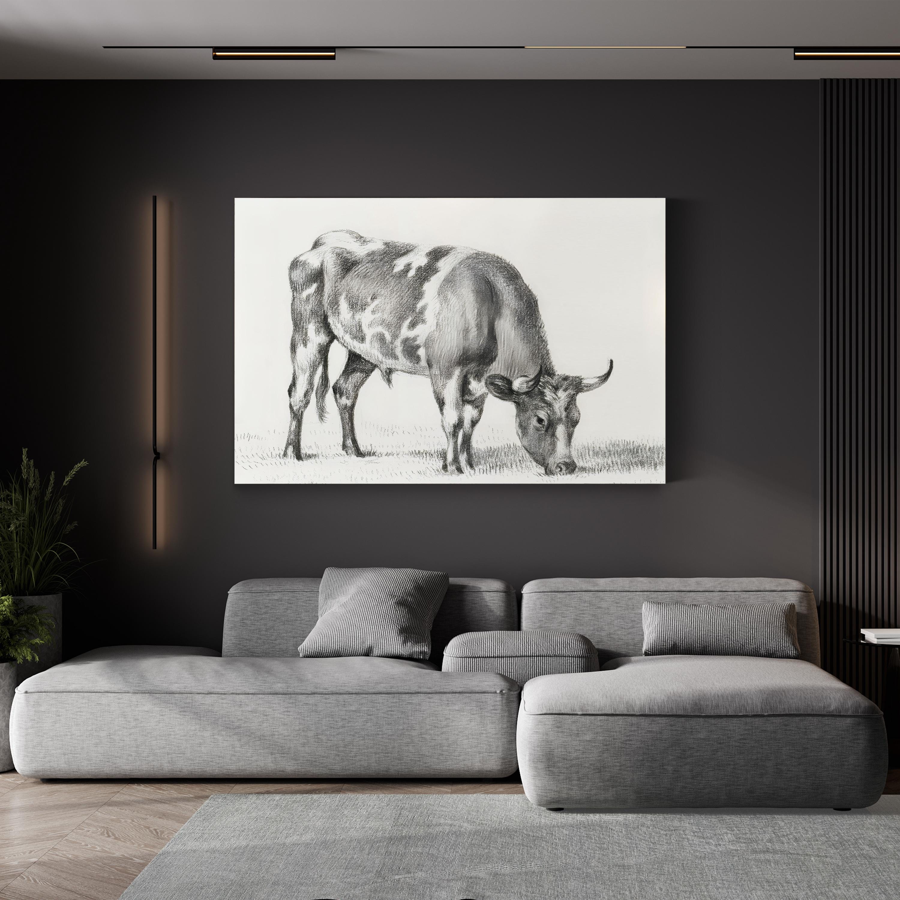 Bernard’s Bull Renderings Black and White Rustic Drawing I Wall Art by Jean Bernard