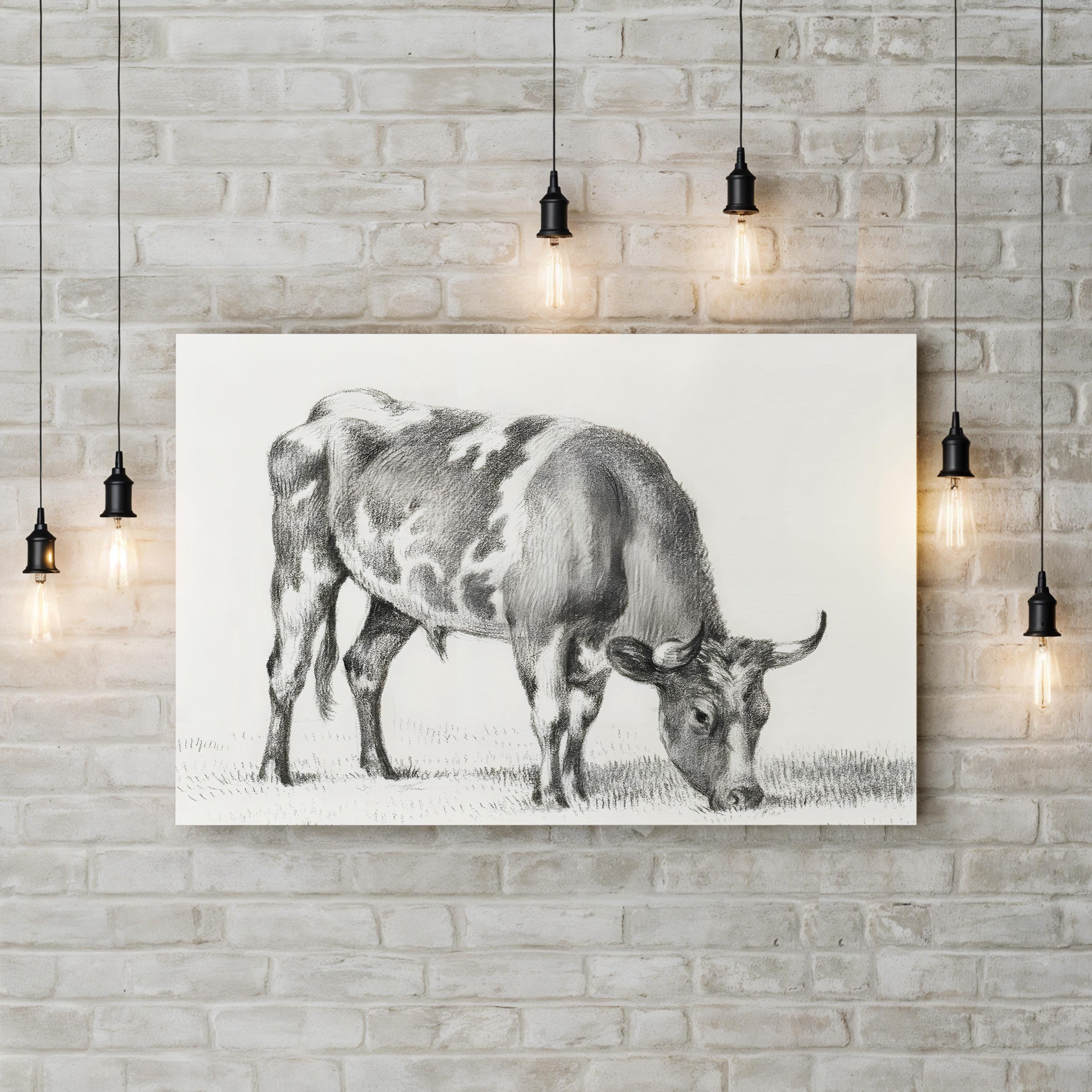 Bernard’s Bull Renderings Black and White Rustic Drawing I Wall Art by Jean Bernard