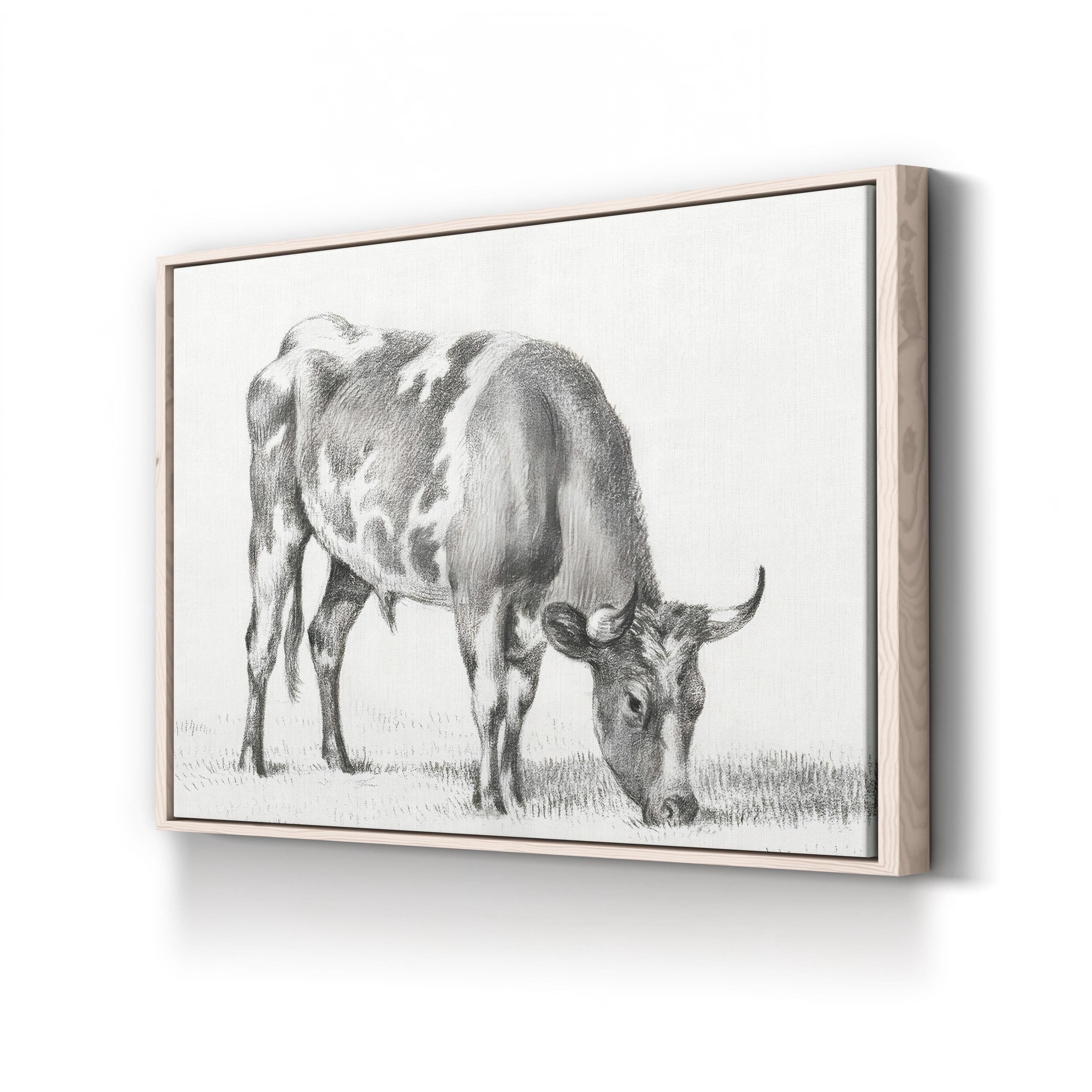 Bernard’s Bull Renderings Black and White Rustic Drawing I Wall Art by Jean Bernard