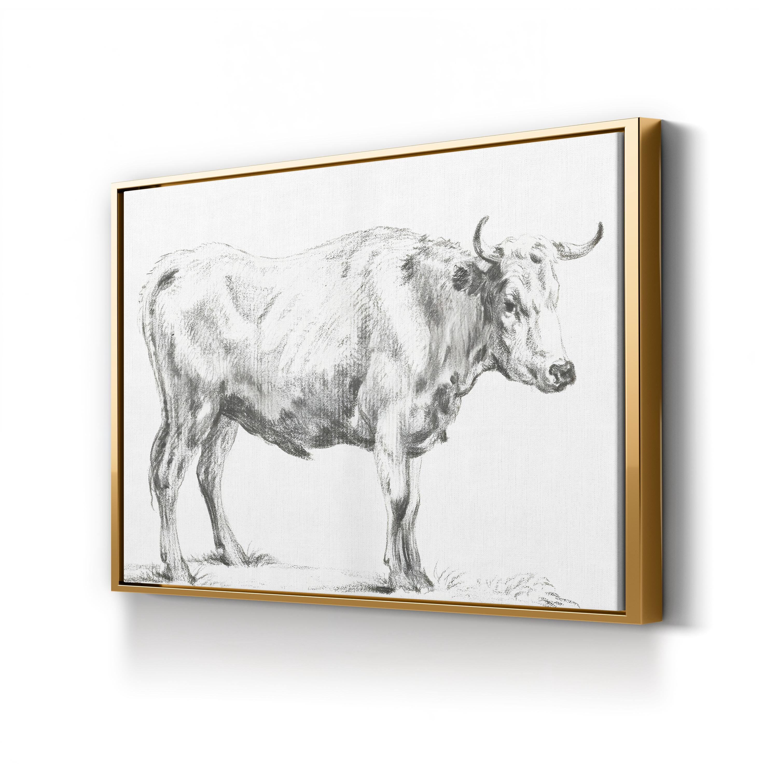 Bernard’s Bull Renderings Black and White Rustic II Wall Art by Jean Bernard