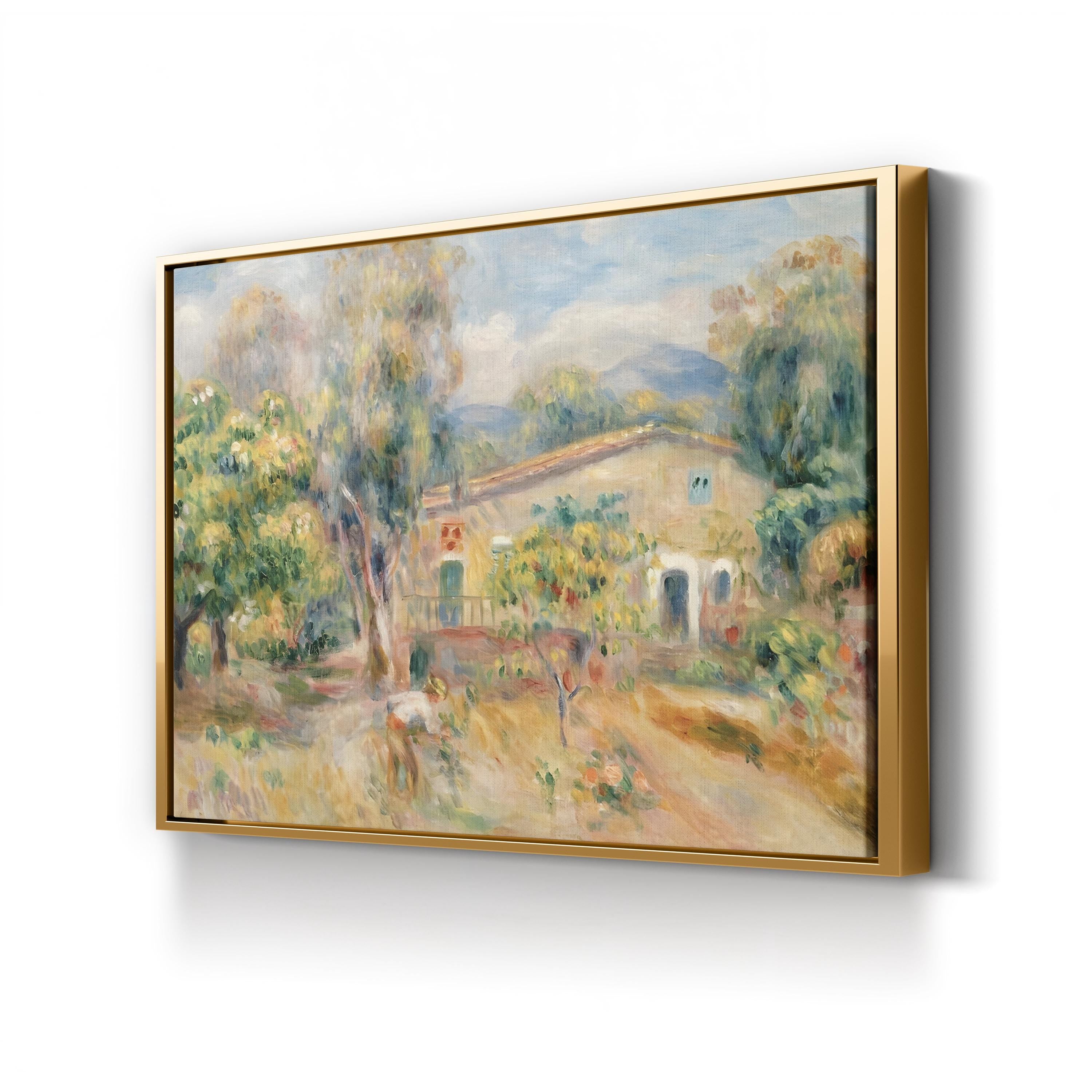 The Farm at Les Collettes, Cagnes by Pierre-Auguste Renoir canvas print in a gold frame