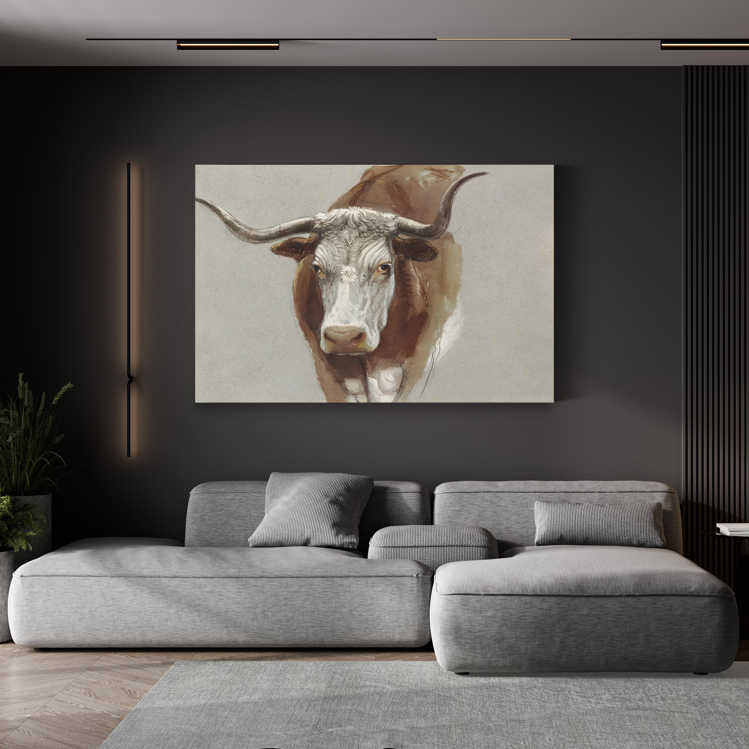 Colman Cow Portrait Study II – Vintage Animal Portrait Wall Art by Samuel Colman