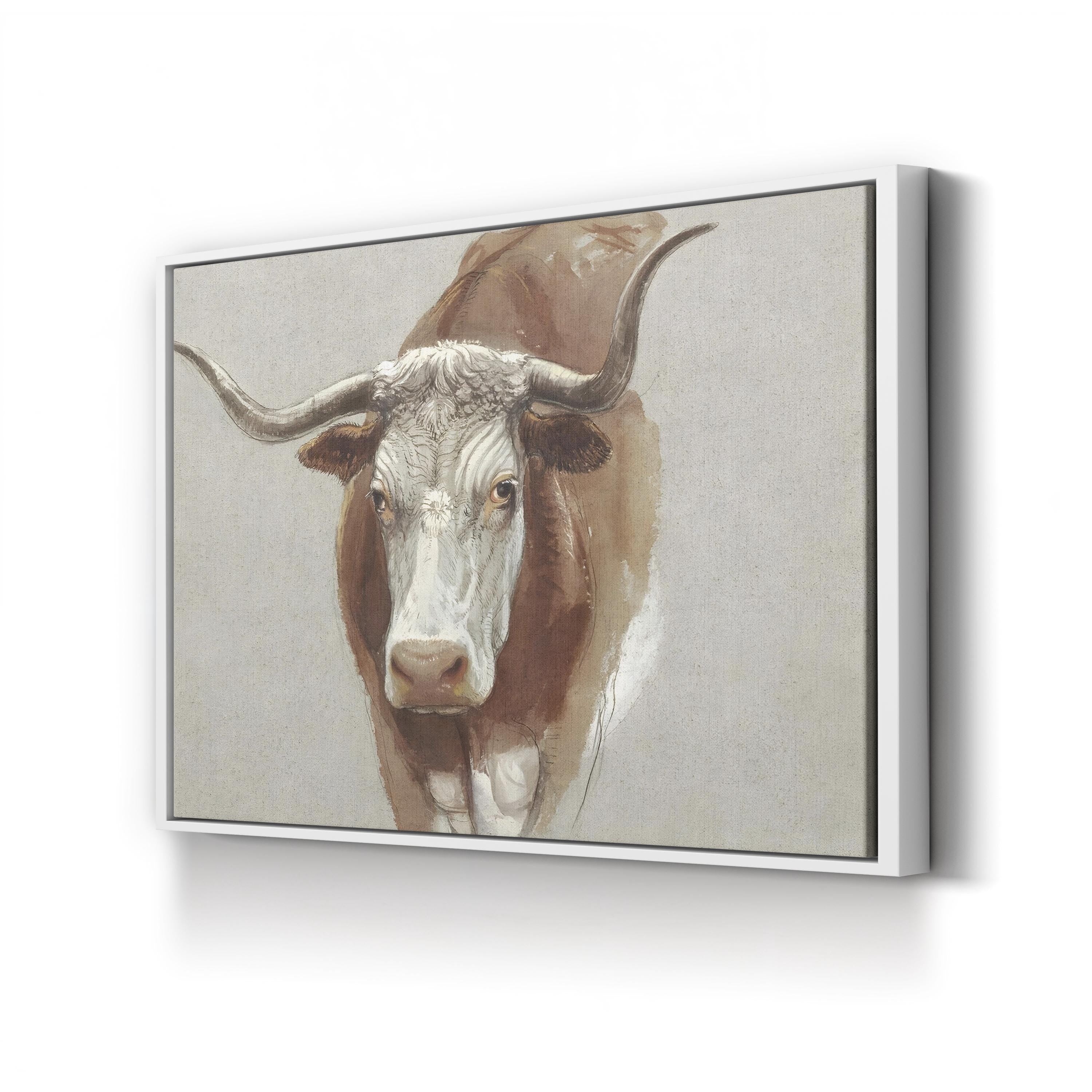 Colman Cow Portrait Study II – Vintage Animal Portrait Wall Art by Samuel Colman