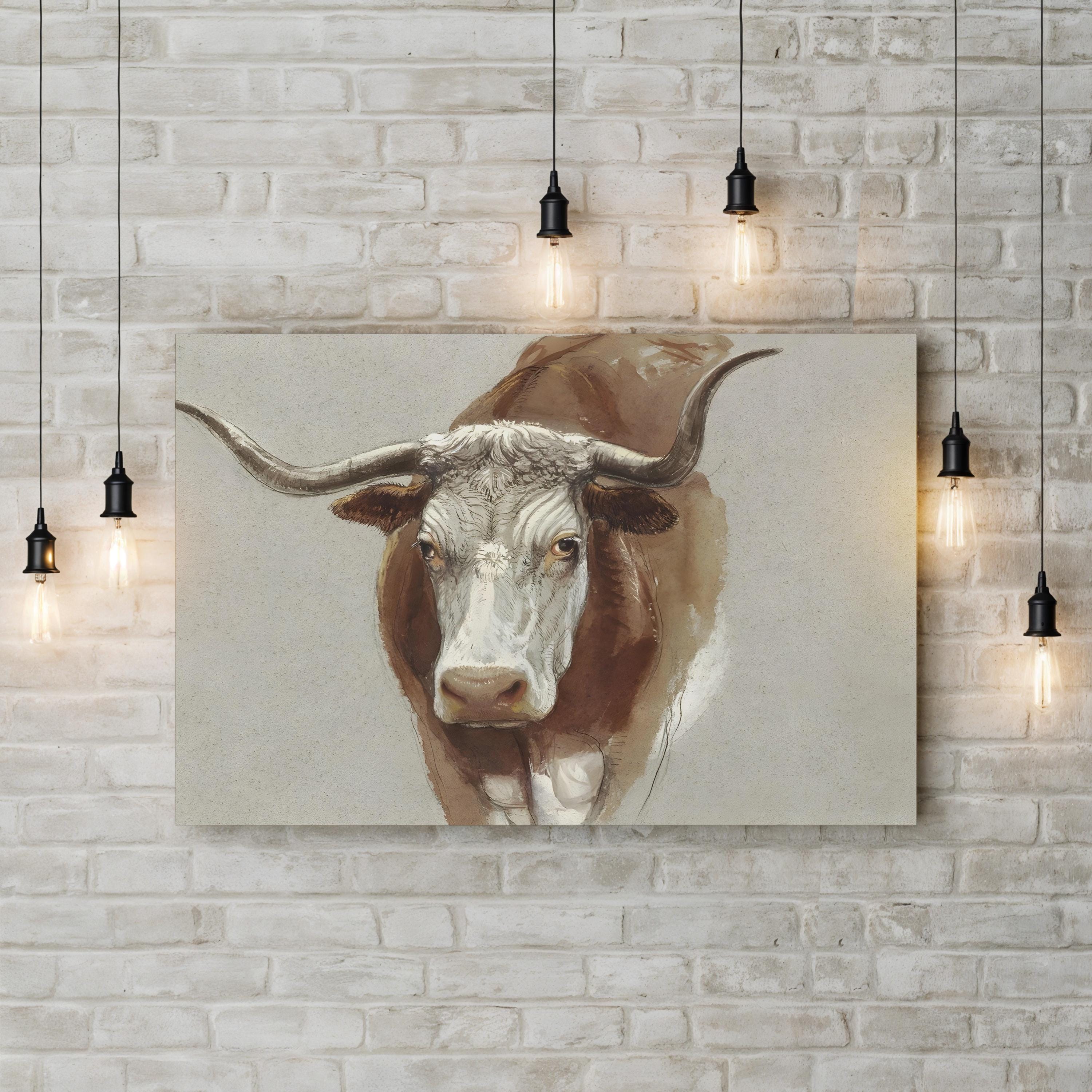 Colman Cow Portrait Study II – Vintage Animal Portrait Wall Art by Samuel Colman