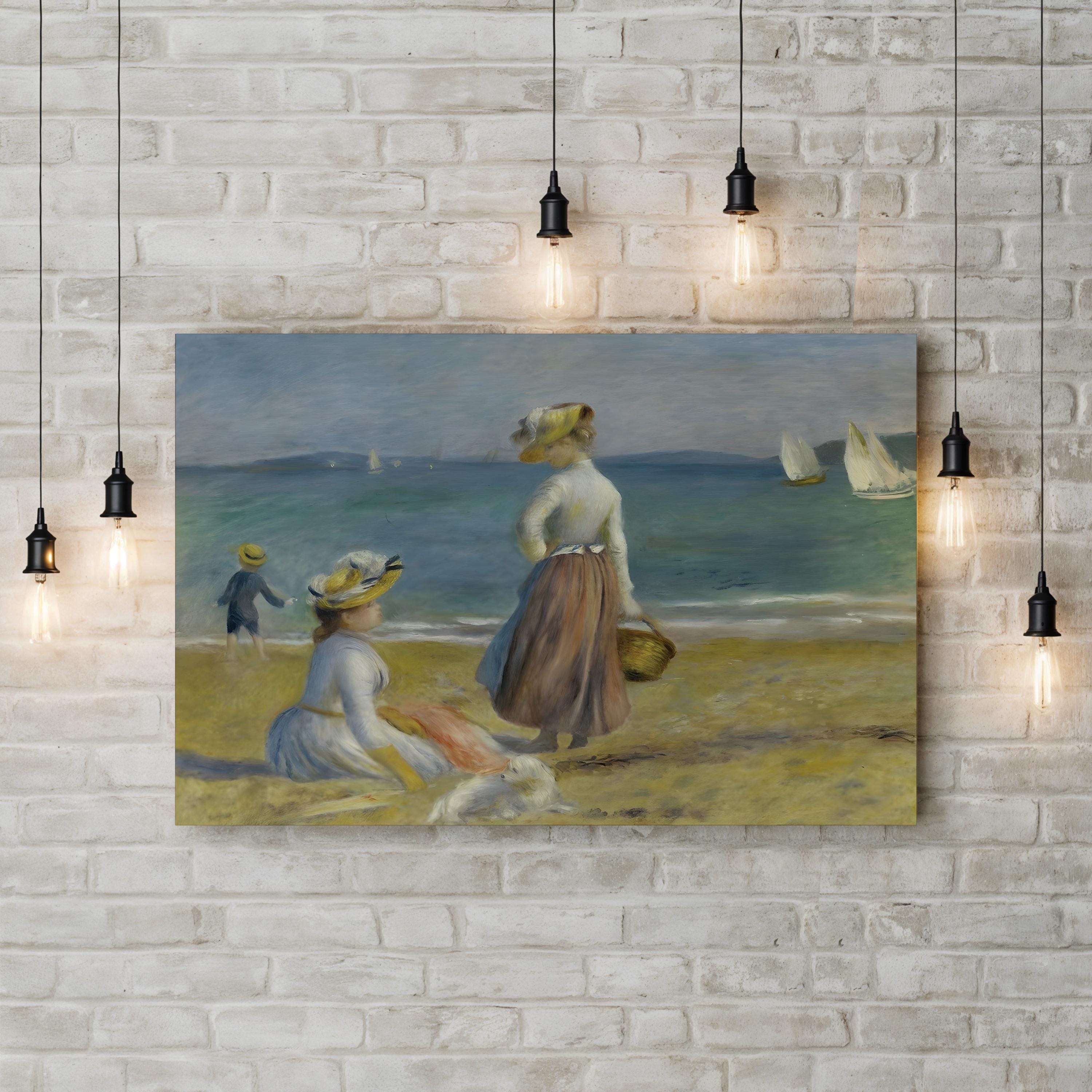 Figures on the Beach, 1890 Wall Art by Pierre-Auguste Renoir – Impressionist Coastal Canvas Print