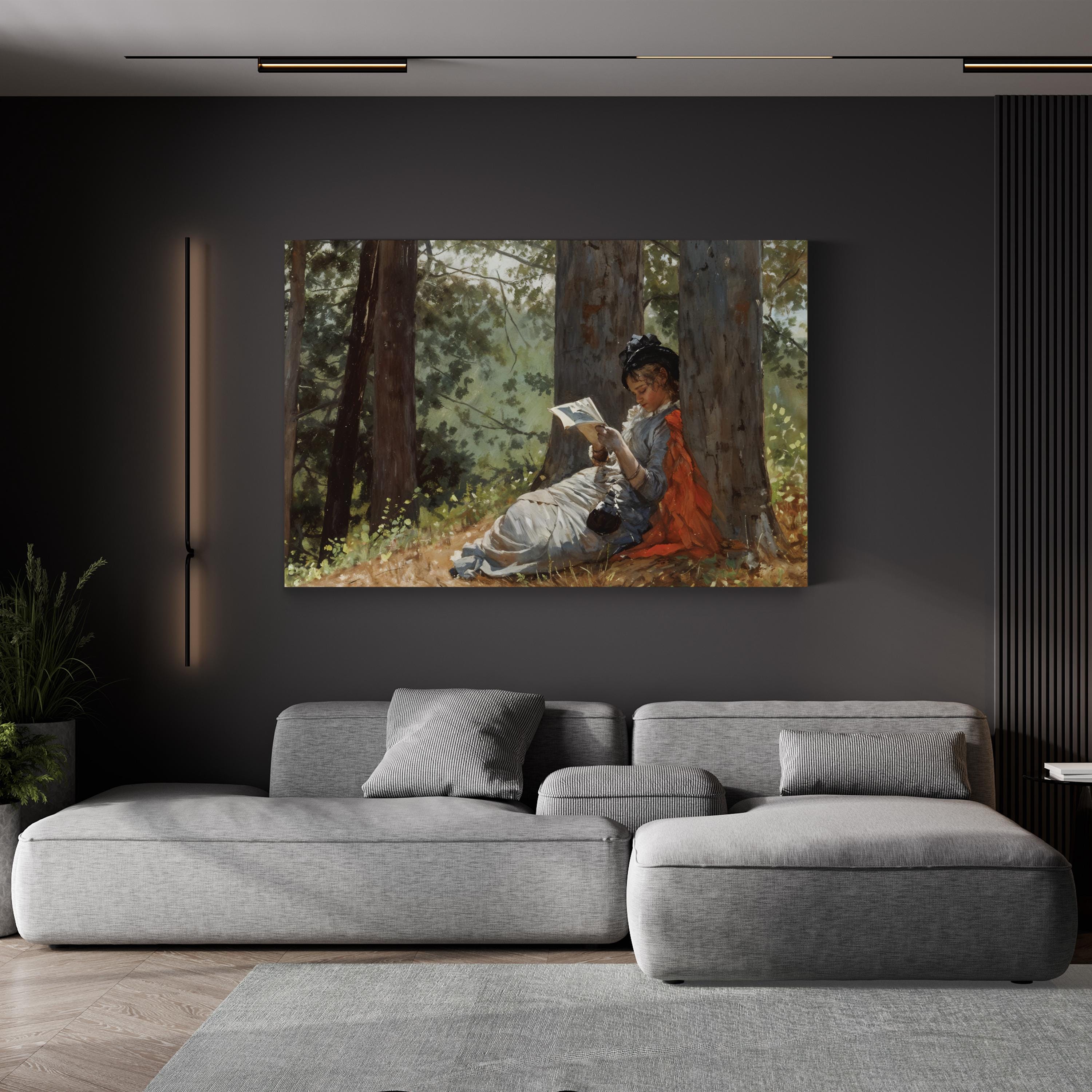 Girl Reading Under an Oak Tree, c. 1879 by Winslow Homer gallery-wrapped canvas print