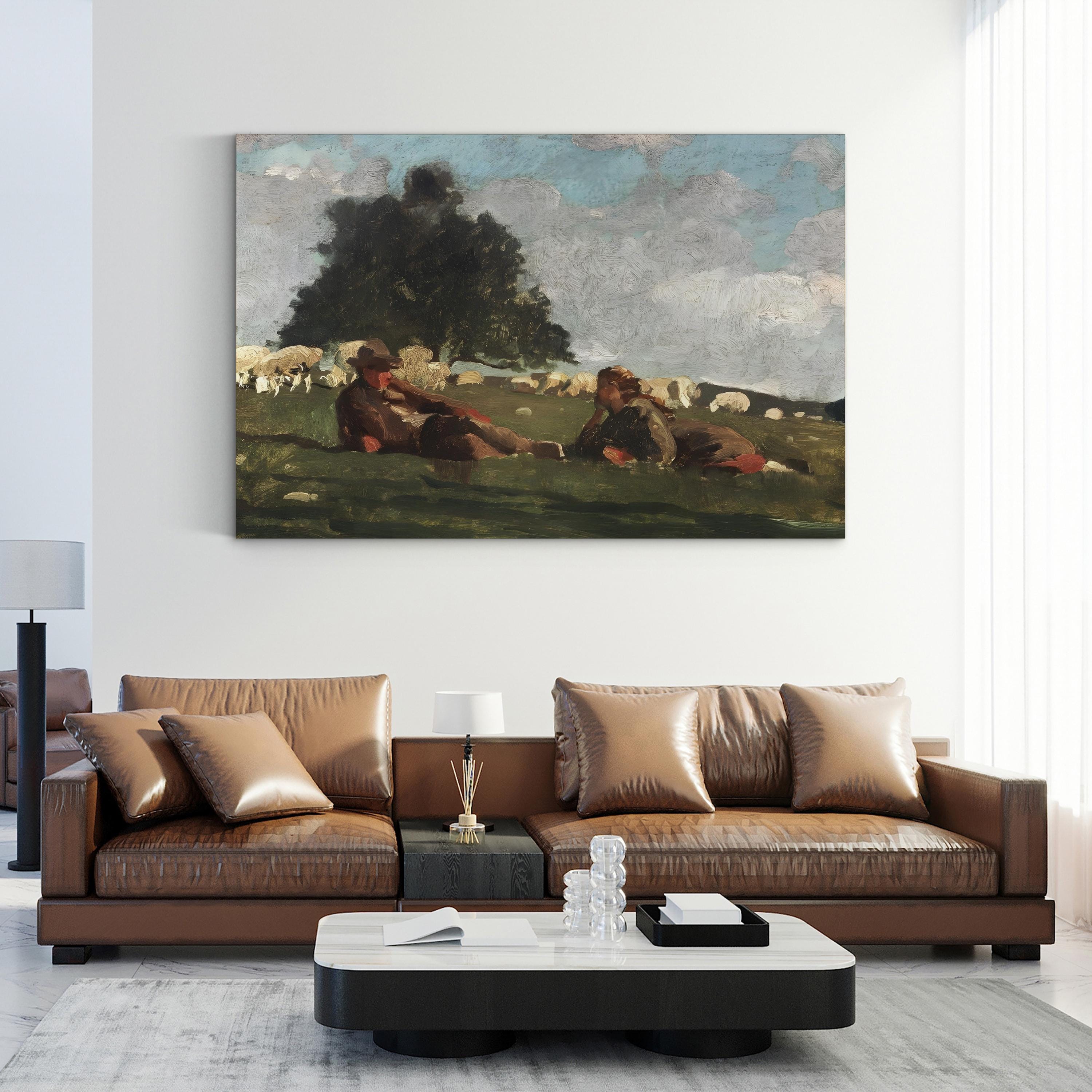 Homer’s Sheep Countryside I Wall Art by Winslow Homer | Pastoral American Landscape Canvas