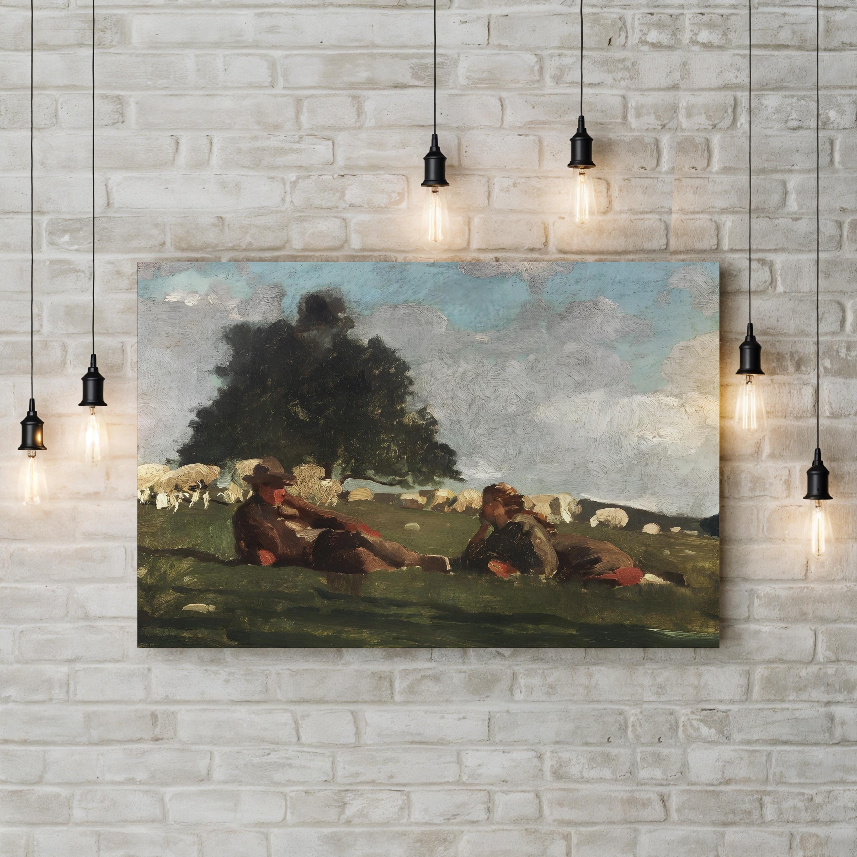 Homer’s Sheep Countryside I Wall Art by Winslow Homer | Pastoral American Landscape Canvas