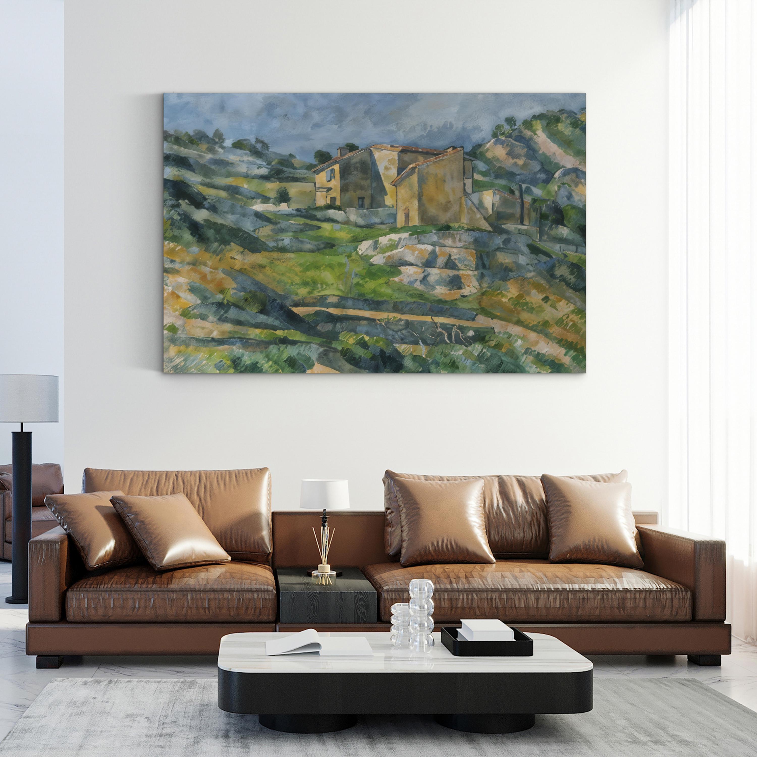 Houses in Provence: Riaux Valley near L’Estaque Wall Art – Cézanne 1883 French Landscape