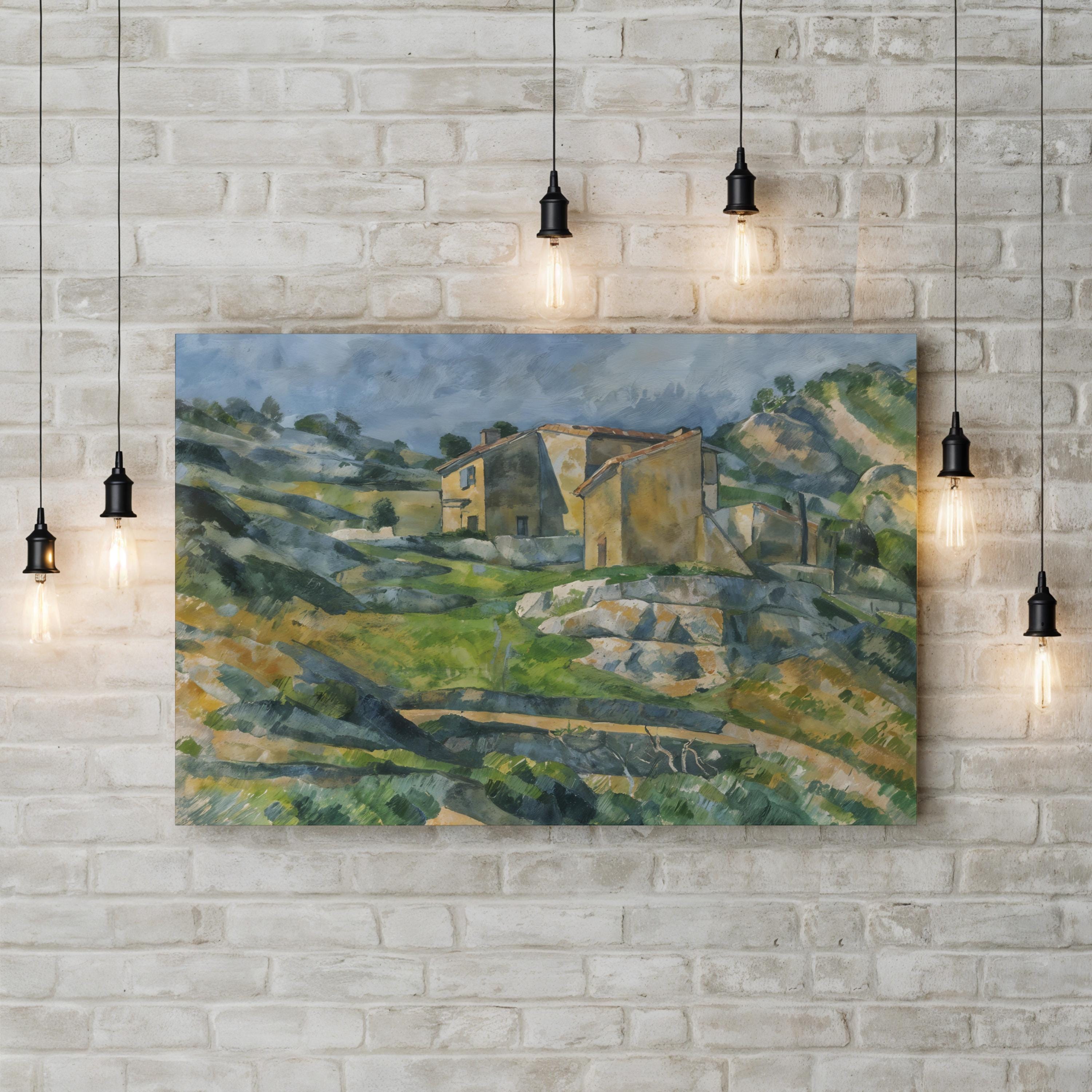 Houses in Provence: Riaux Valley near L’Estaque Wall Art – Cézanne 1883 French Landscape