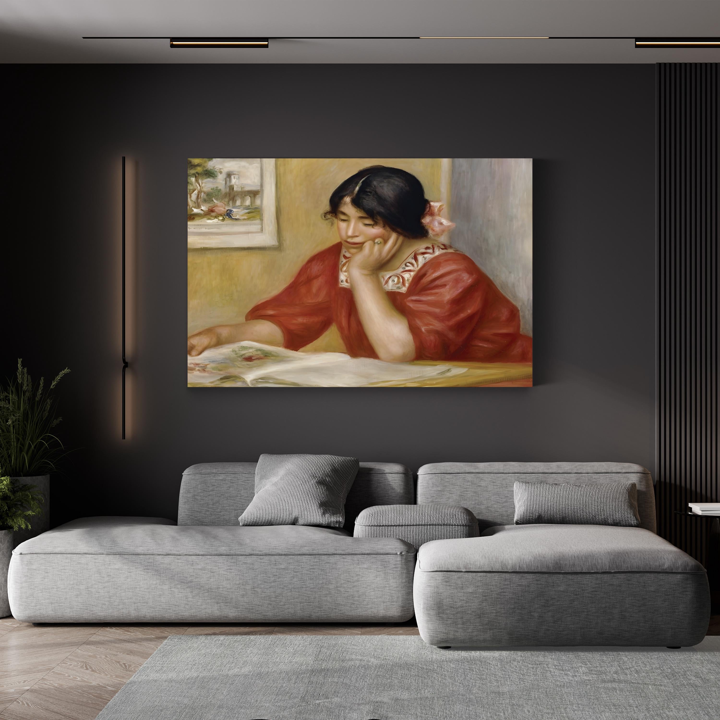 Léontine Reading, 1909 by Pierre-Auguste Renoir canvas print, gallery-wrapped canvas