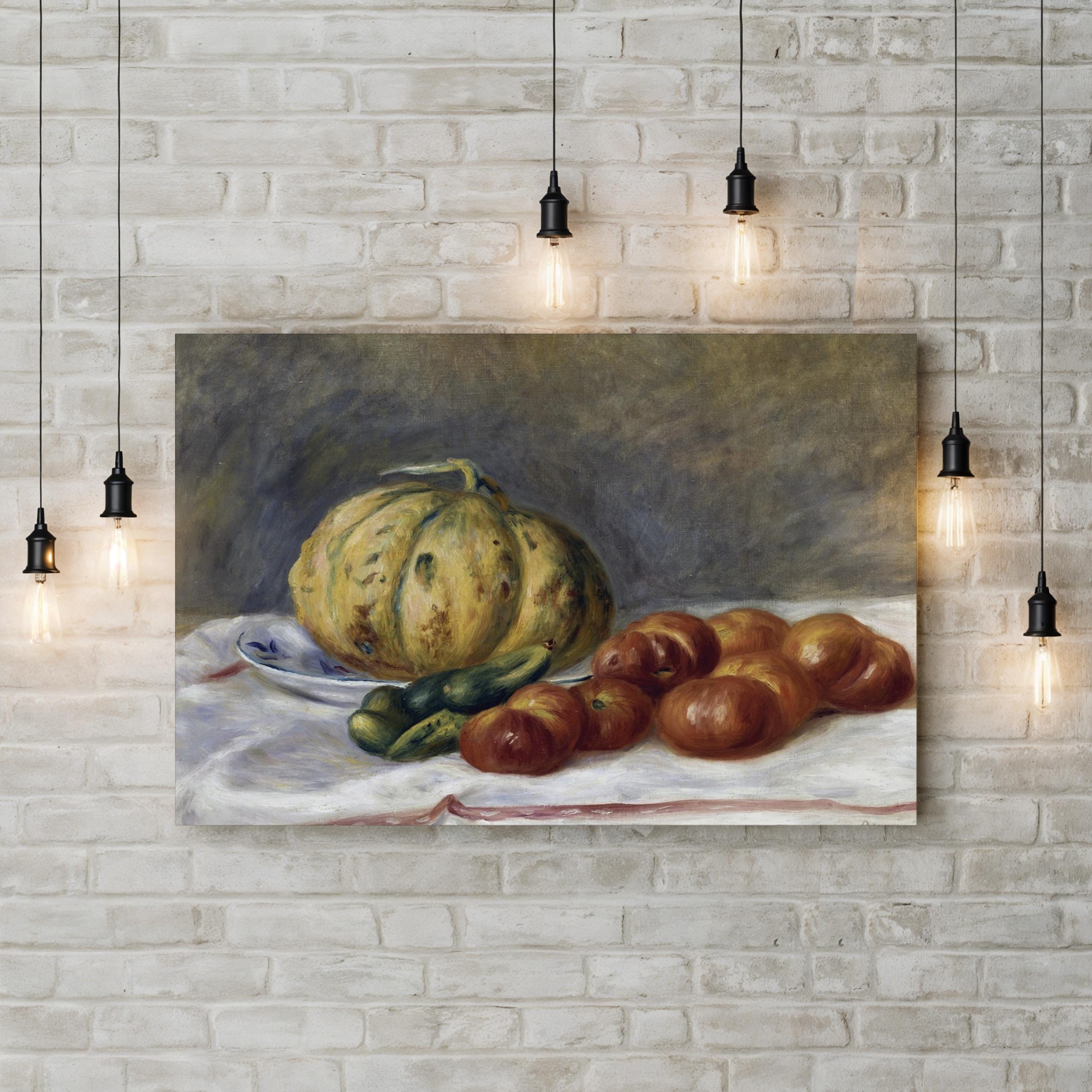 Melon and Tomatoes Still Life, 1903 – Period Illustration Wall Art | Vintage Kitchen Canvas Print