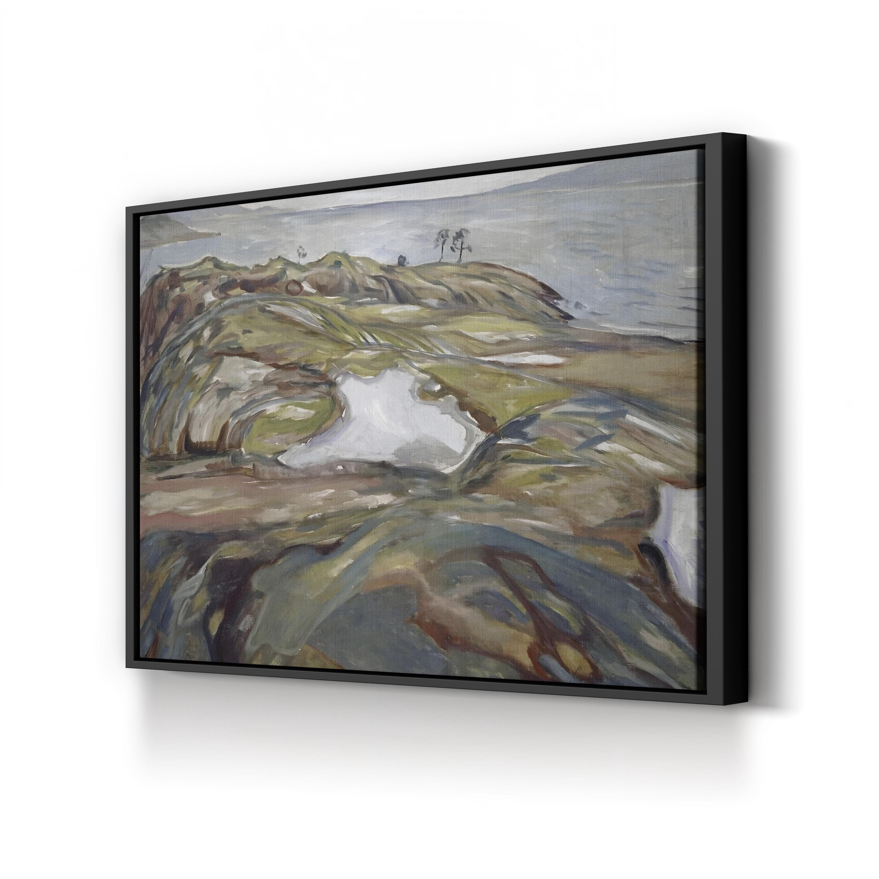 Coastal Landscape by Edvard Munch canvas print in Black frame